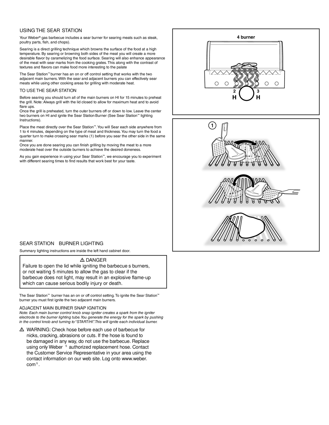 Weber 89369 manual Using the Sear Station, Sear Station Burner Lighting, To USE the Sear Station 