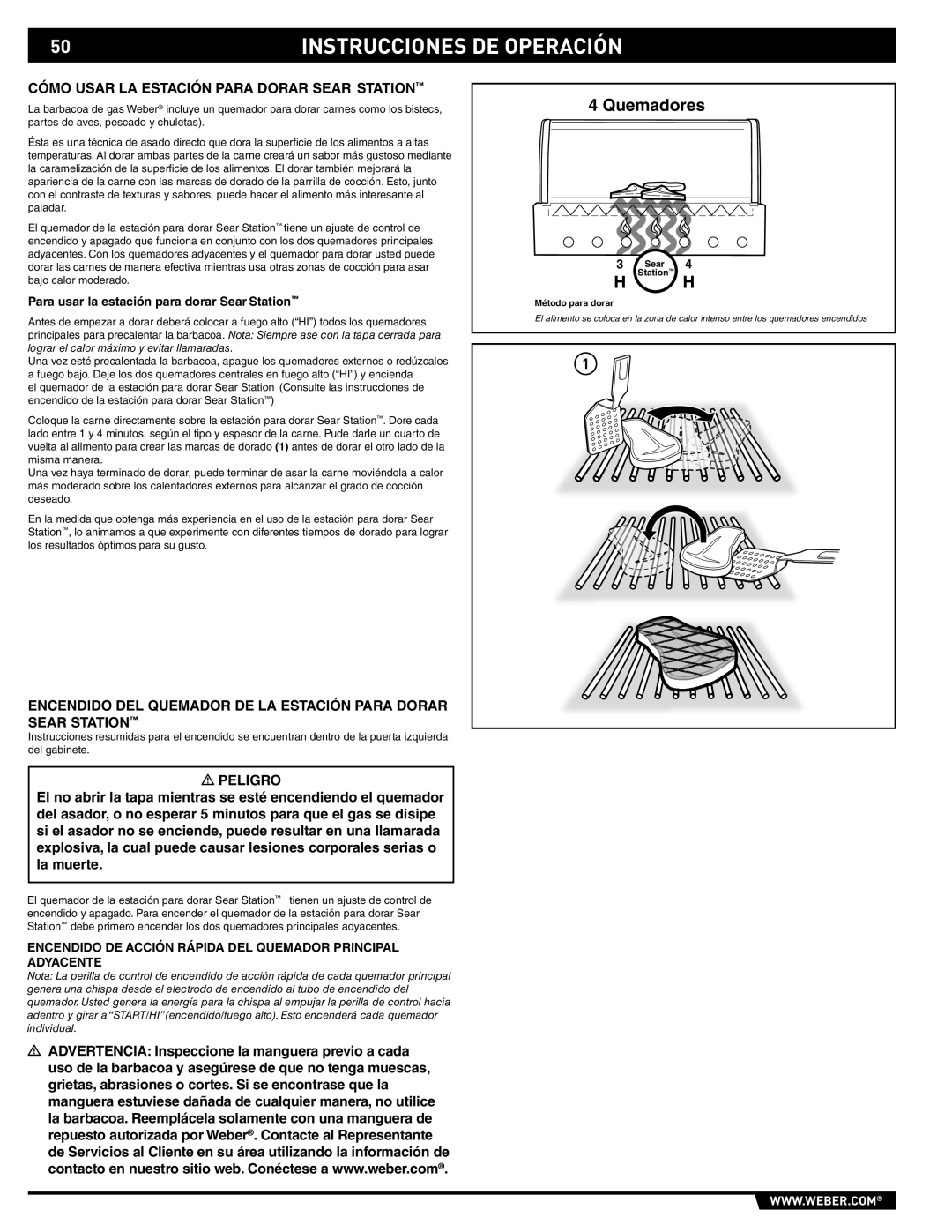 Weber 89369 Cómo Usar LA Estación Para Dorar Sear Station, Encendido DE Acción Rápida DEL Quemador Principal Adyacente 