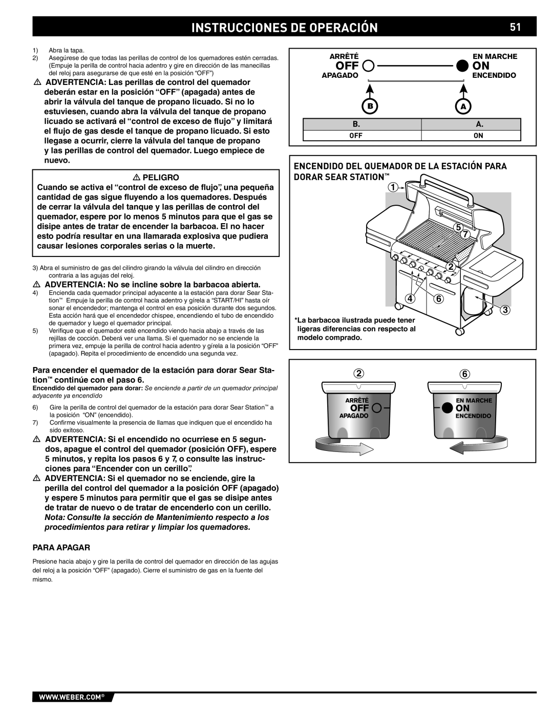 Weber 89369 manual Off 