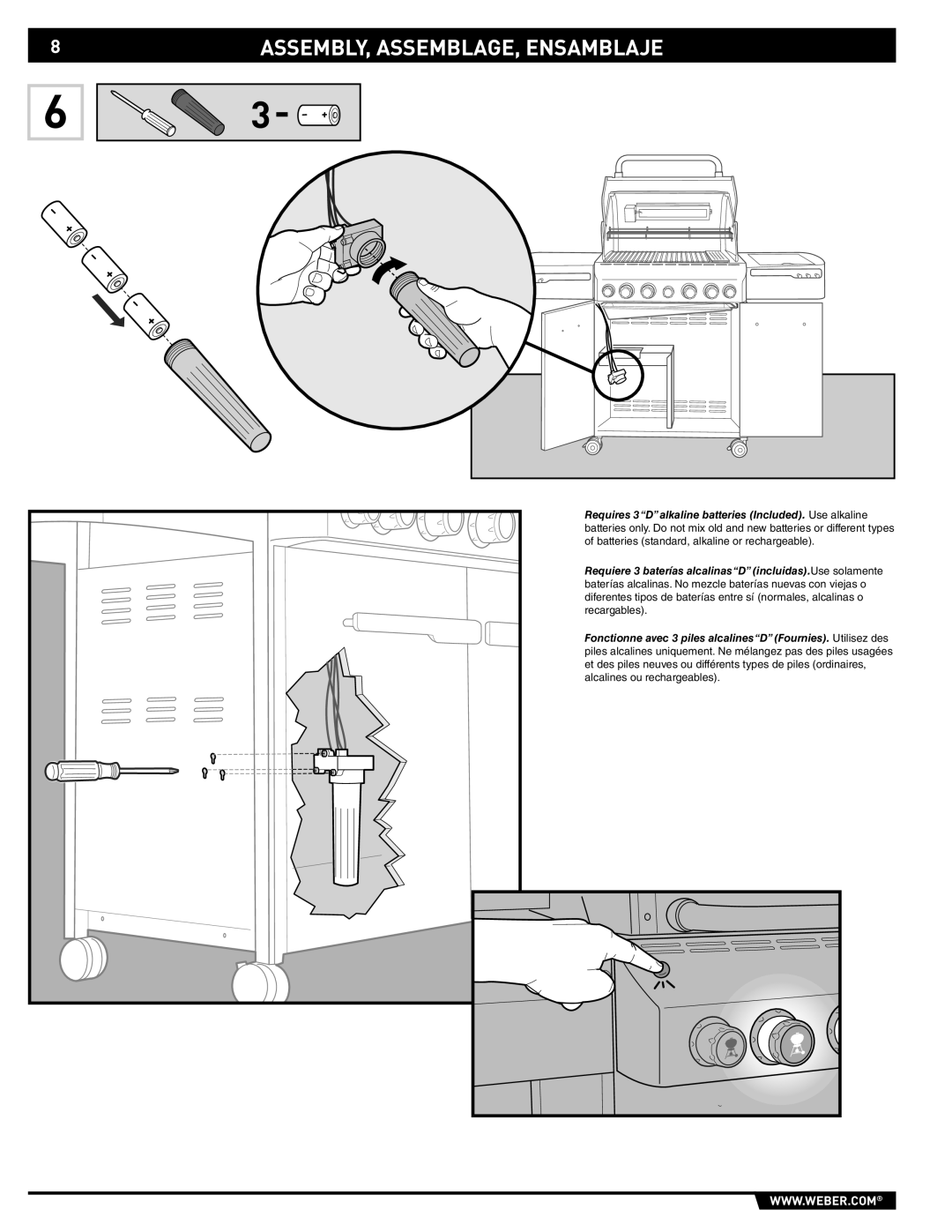 Weber 89369 manual ASSEMBLY, ASSEMBLAGE, Ensamblaje 