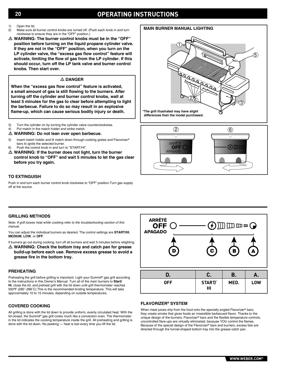 Weber 89373 manual Preheating, Covered Cooking, Flavorizer System 