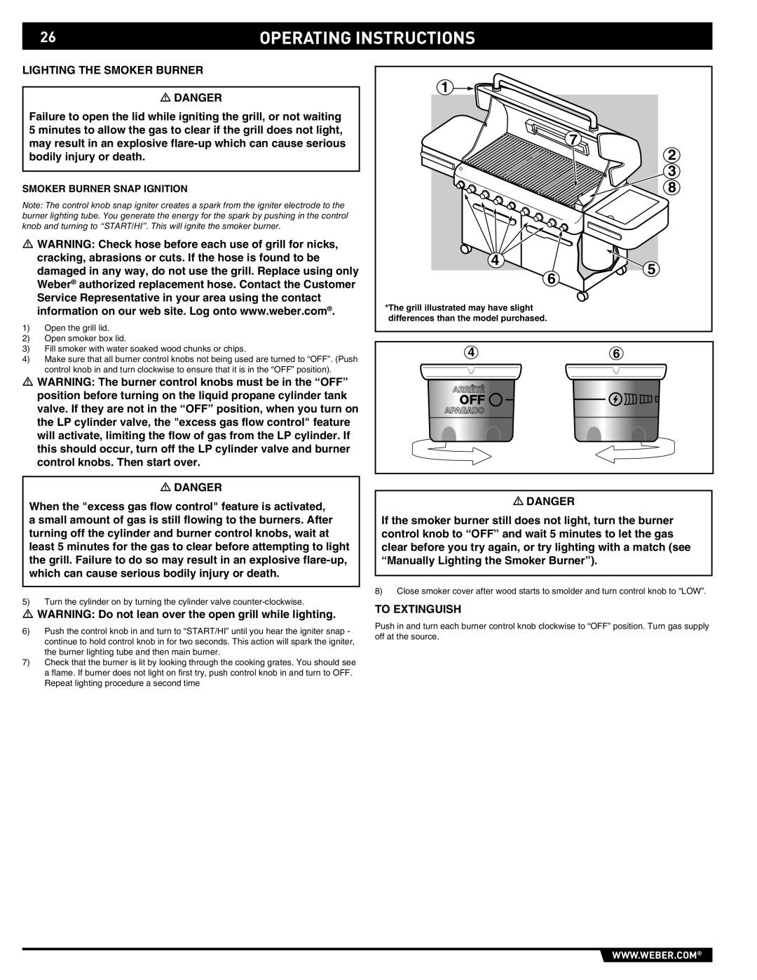 Weber 89373 manual Lighting the Smoker Burner, Smoker Burner Snap Ignition 