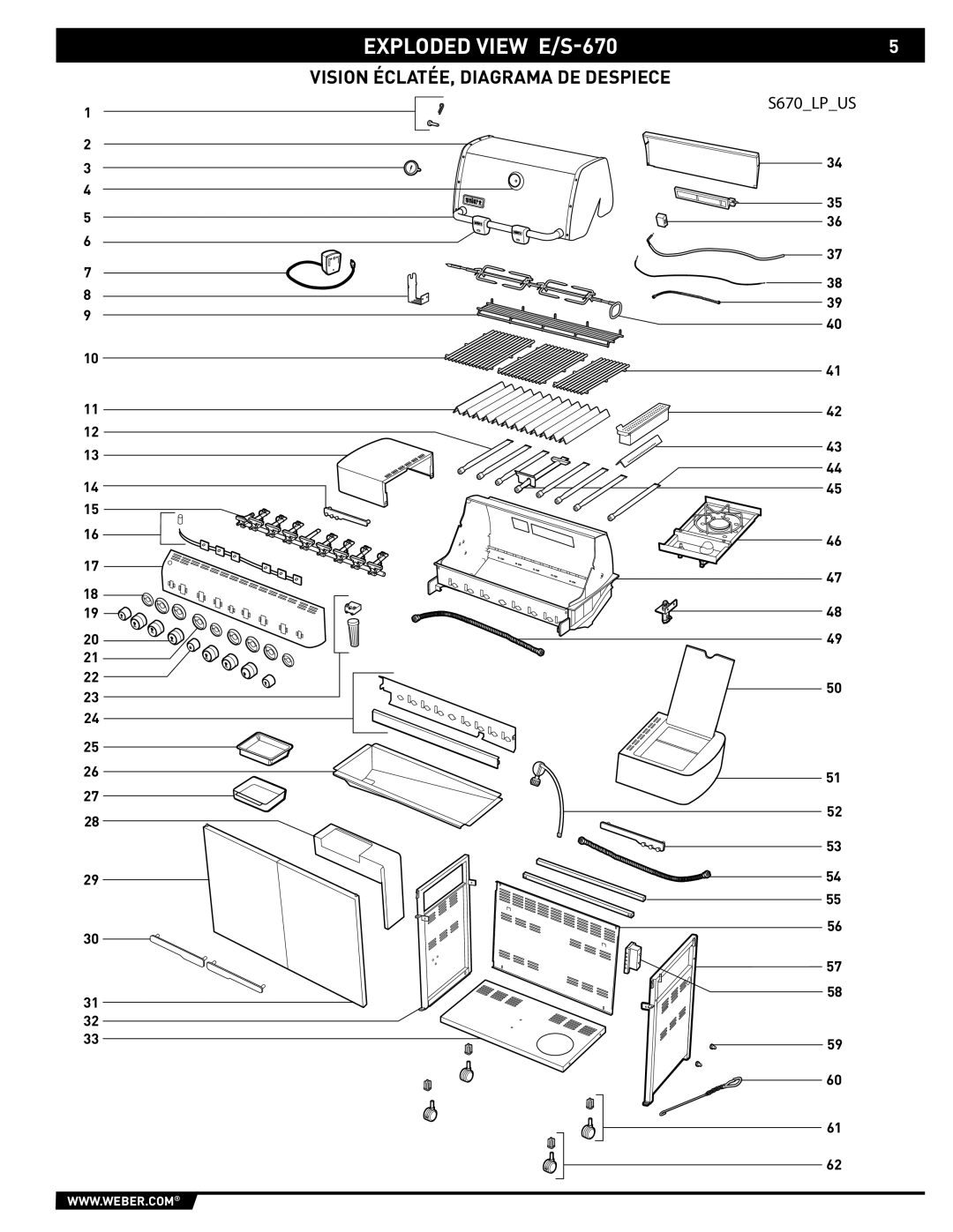 Weber 89373 manual Exploded View E/S-670 