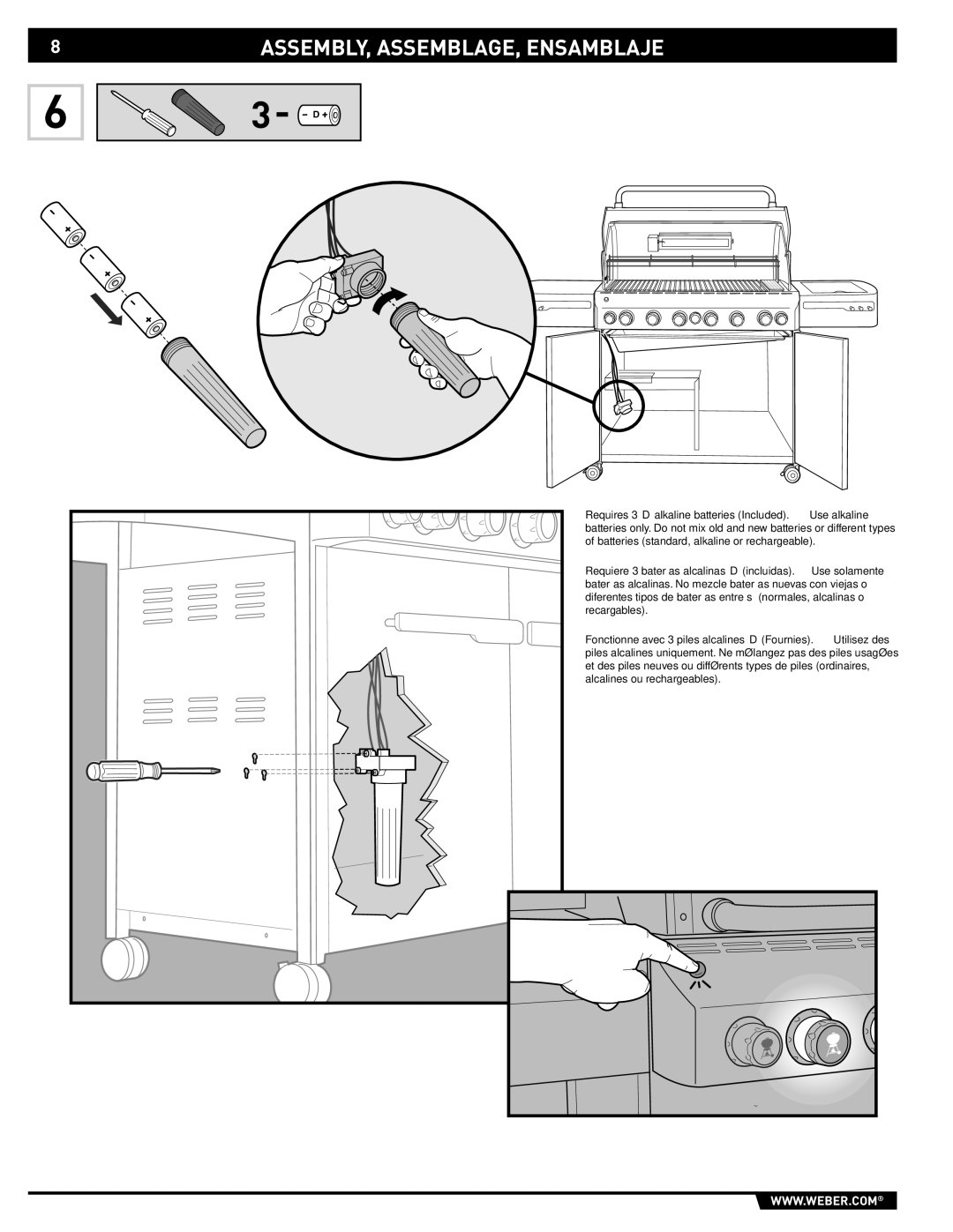 Weber 89373 manual ASSEMBLY, ASSEMBLAGE, Ensamblaje 