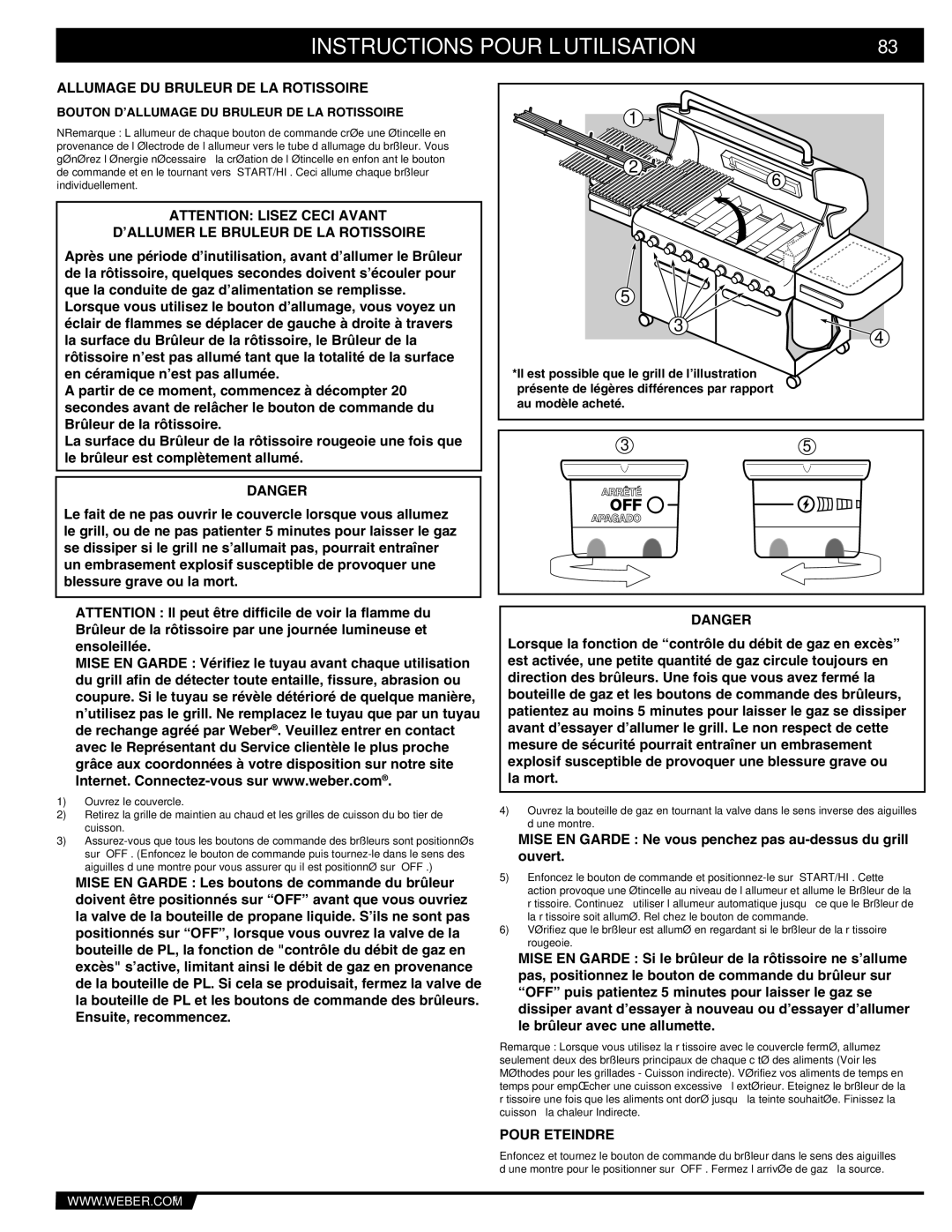 Weber 89373 manual Allumage DU Bruleur DE LA Rotissoire, ’ALLUMER LE Bruleur DE LA Rotissoire 