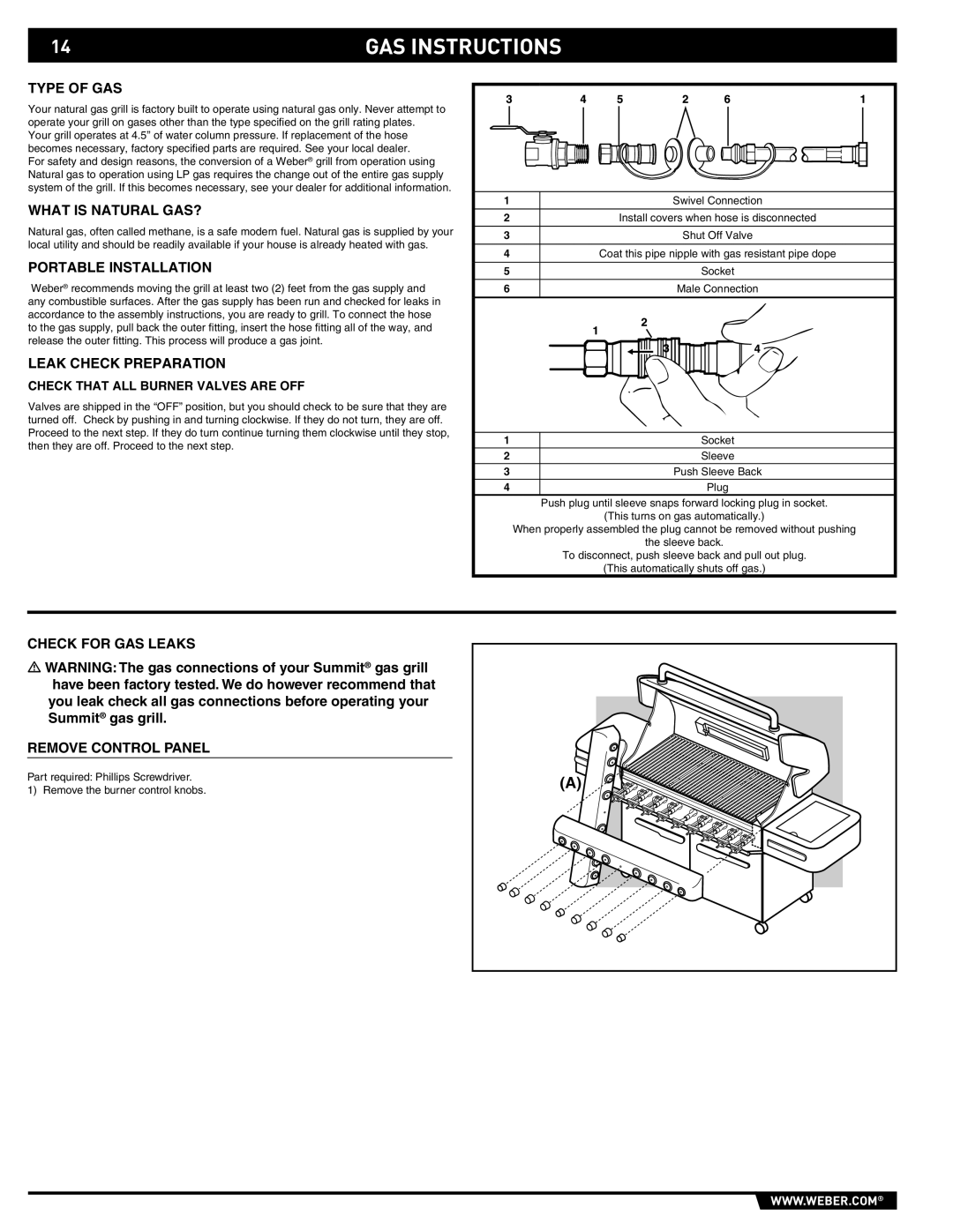 Weber 89374, E/S 670 manual Type of GAS, What is Natural GAS?, Portable Installation, Leak Check Preparation 