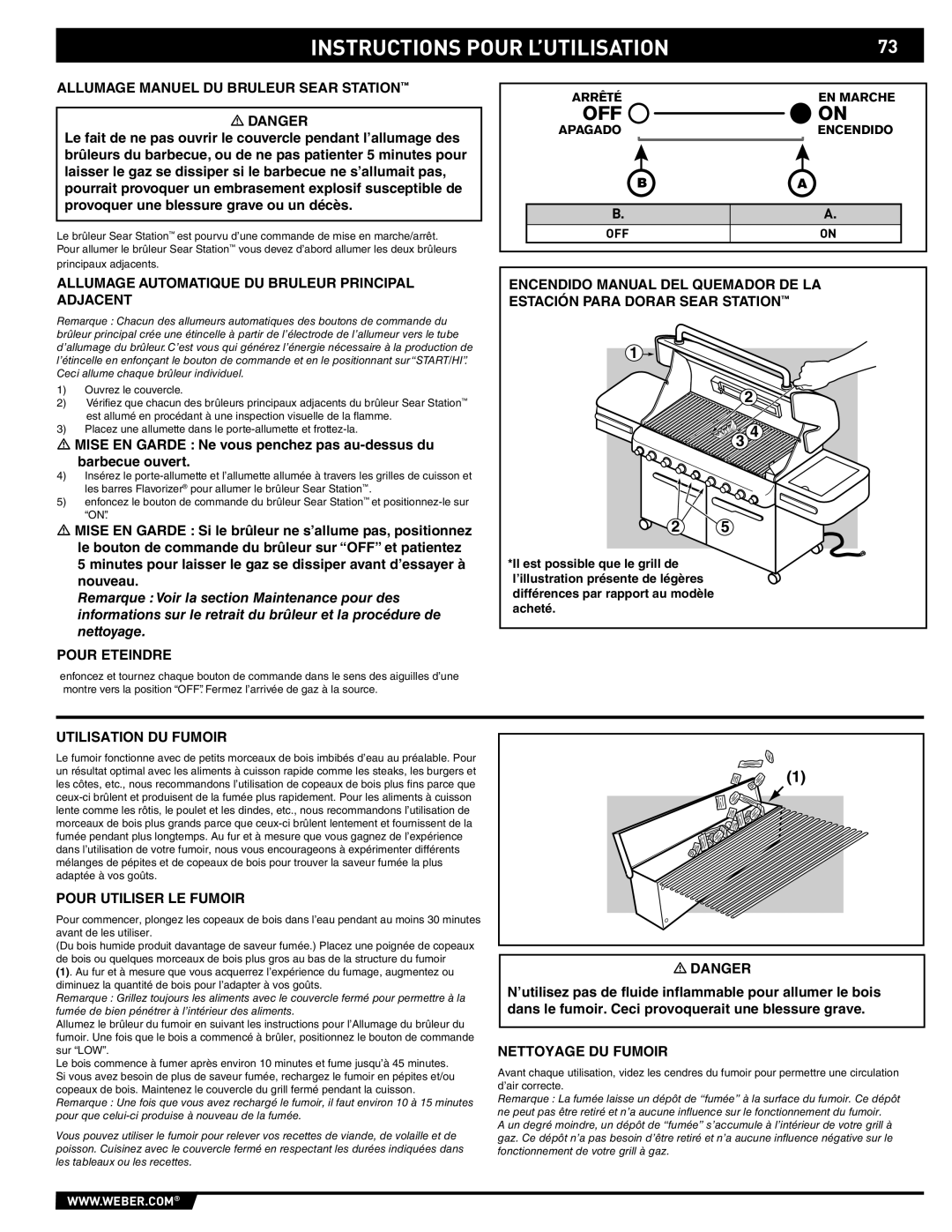 Weber E/S 670, 89374 manual Allumage Manuel DU Bruleur Sear Station, Allumage Automatique DU Bruleur Principal Adjacent 