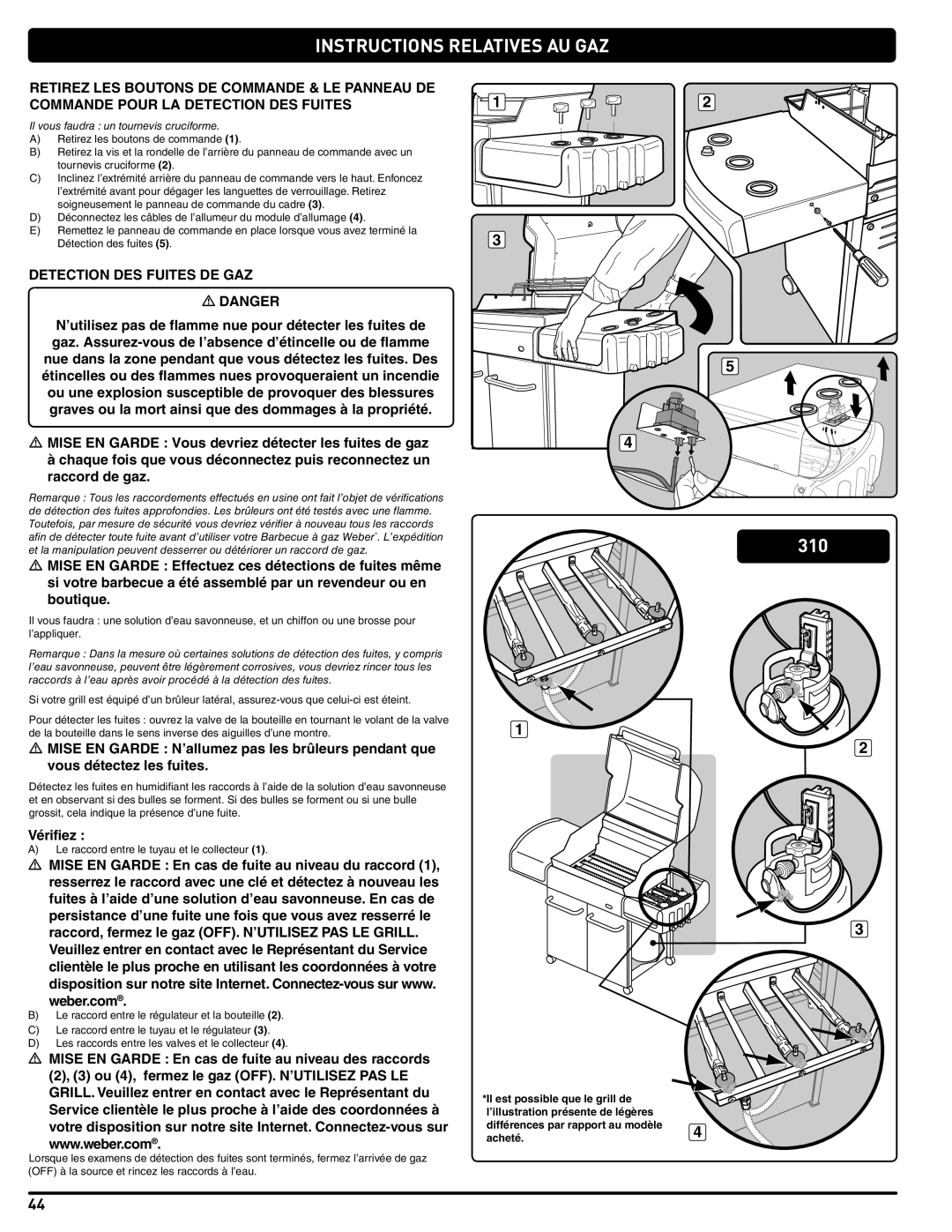 Weber 89478 manual Detection DES Fuites DE GAZ, Il vous faudra un tournevis cruciforme 