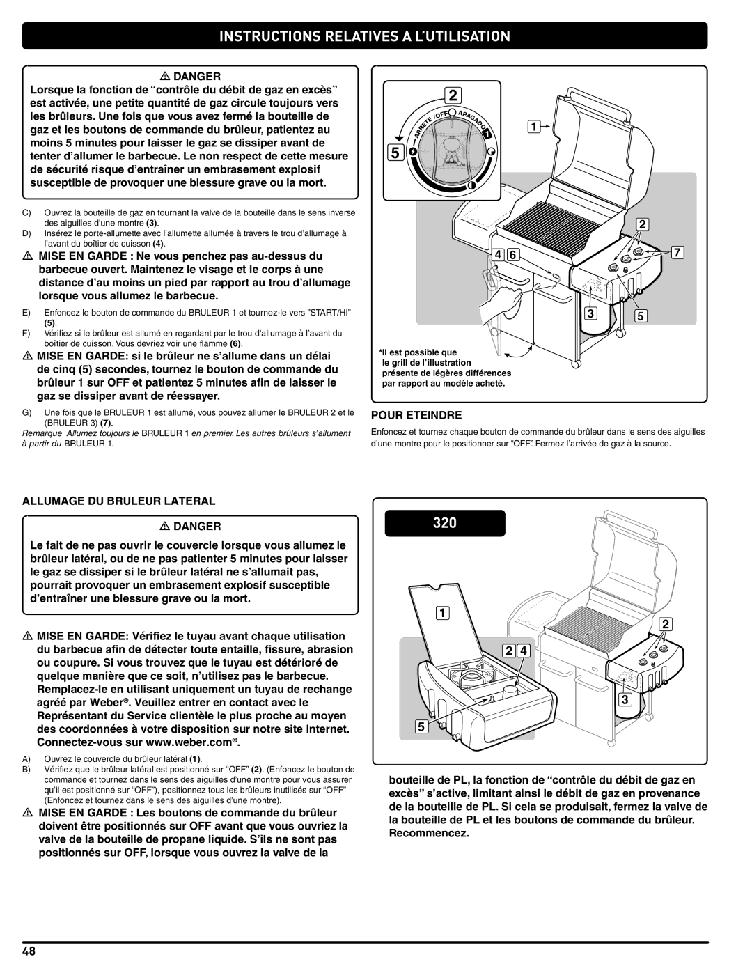 Weber 89478 manual Allumage DU Bruleur Lateral, Pour Eteindre 