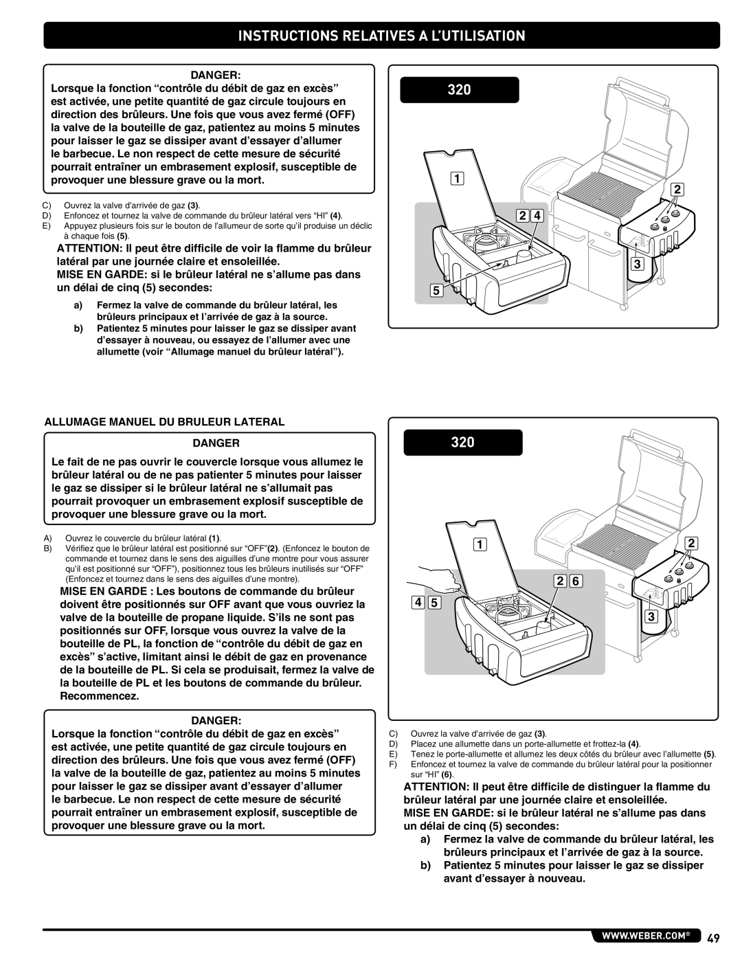 Weber 89478 manual Allumage Manuel DU Bruleur Lateral 