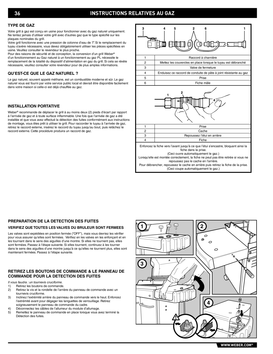 Weber 89557 Type DE GAZ, QU’EST-CE QUE LE GAZ Naturel ?, Installation Portative, Preparation DE LA Detection DES Fuites 