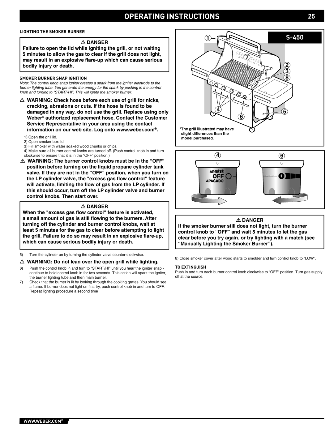 Weber 89559 manual Lighting the Smoker Burner, Smoker Burner Snap Ignition 