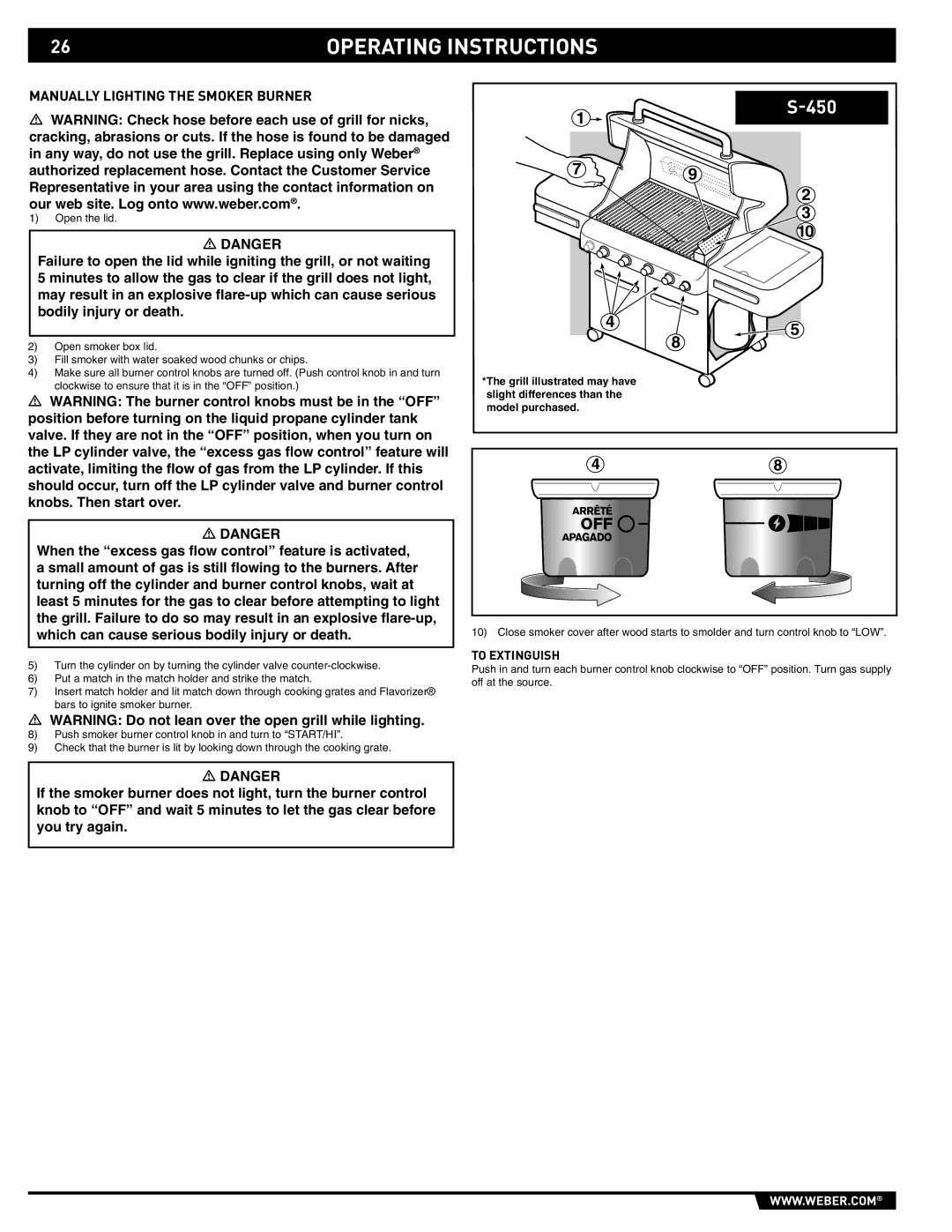 Weber 89559 manual Manually Lighting the Smoker Burner 