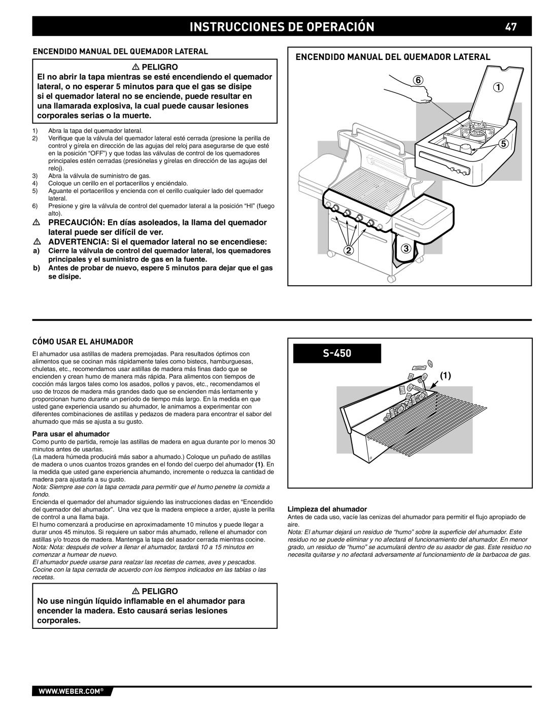 Weber 89559 Encendido Manual DEL Quemador Lateral, Cómo Usar EL Ahumador, Para usar el ahumador, Limpieza del ahumador 