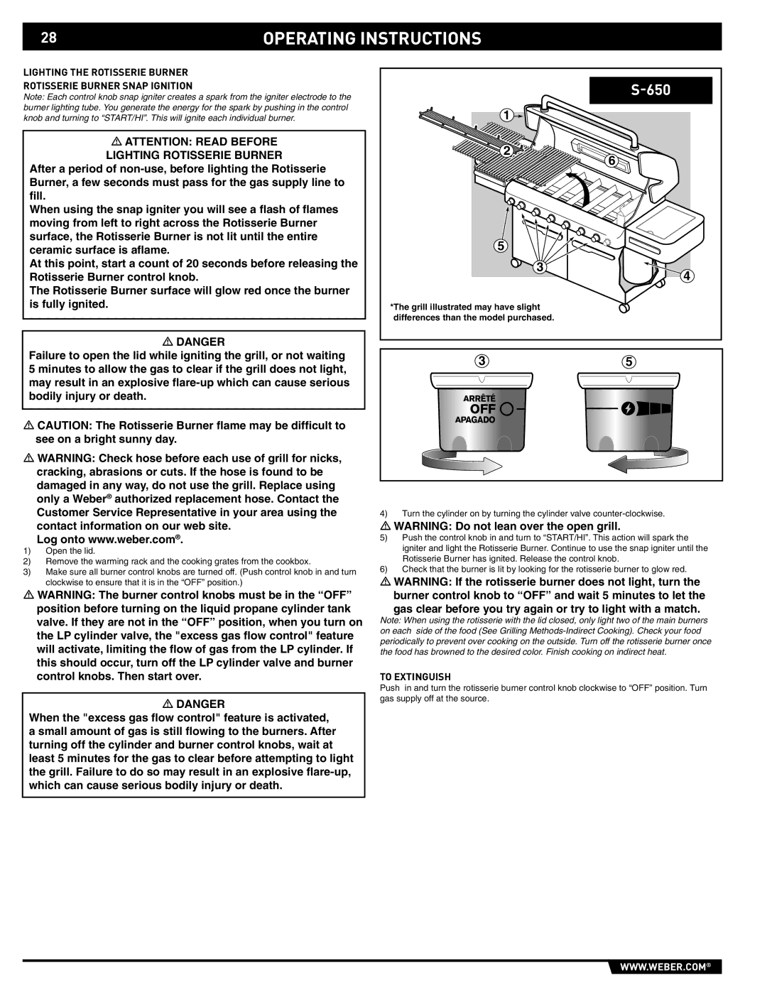 Weber 89563 manual Operating Instructions 