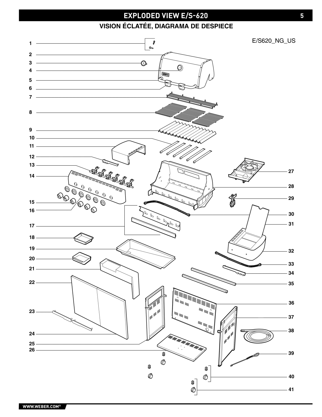 Weber 89565 manual Exploded View E/S-620 