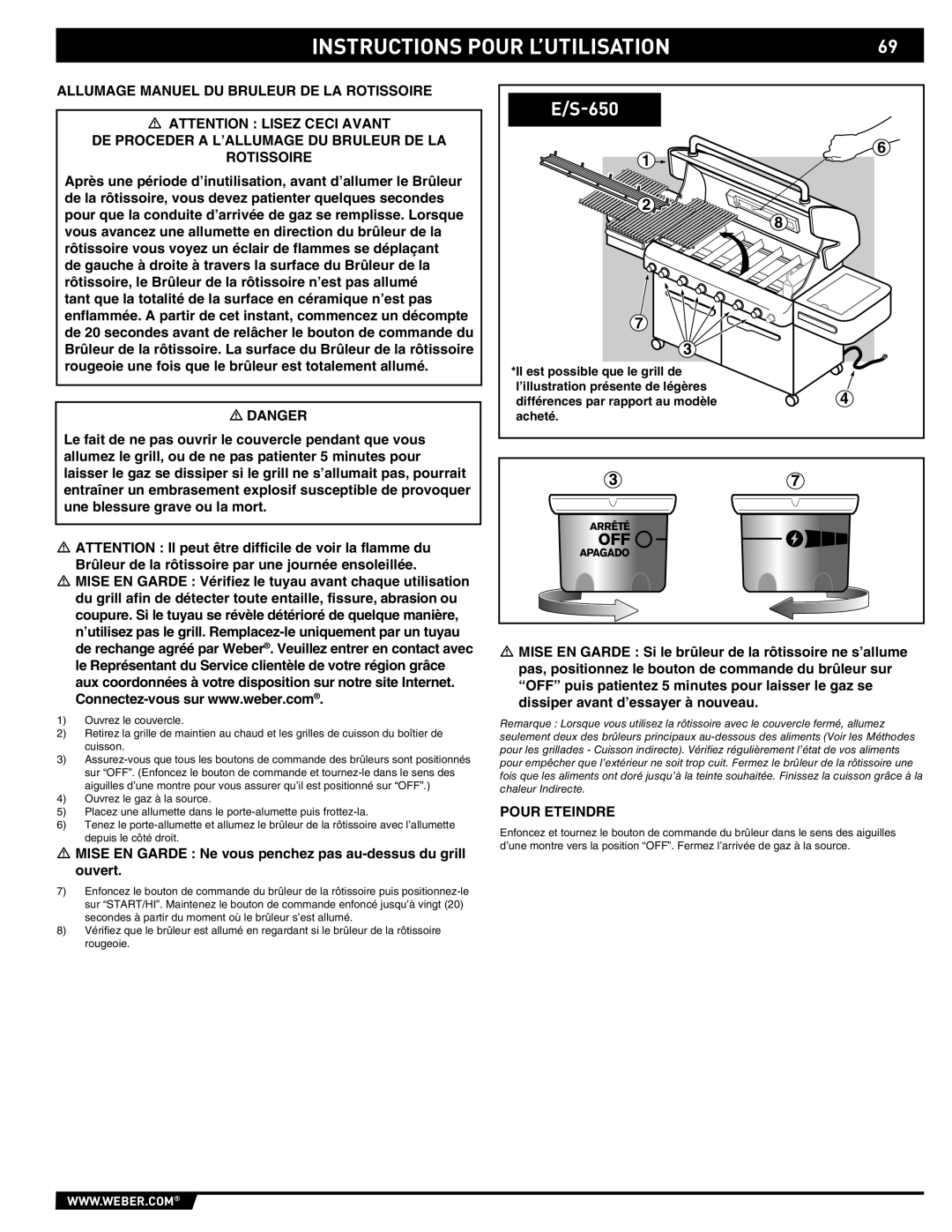 Weber 89565 manual Différences par rapport au modèle 4 acheté 