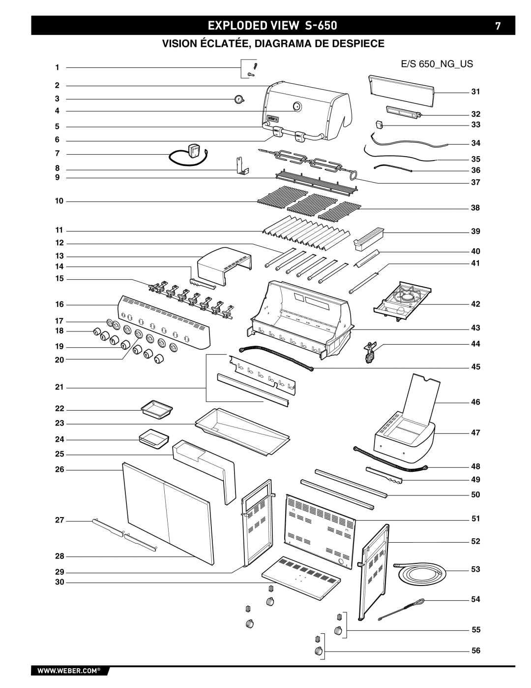 Weber 89565 manual Exploded View S-650 