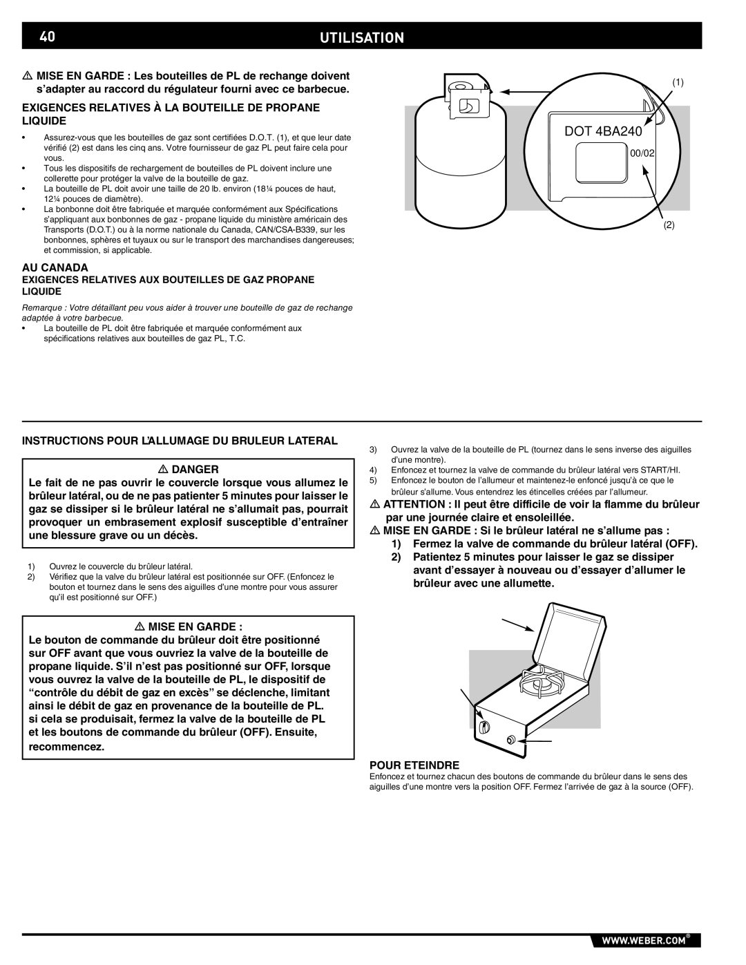 Weber 89796 manual 40UTILISATION 