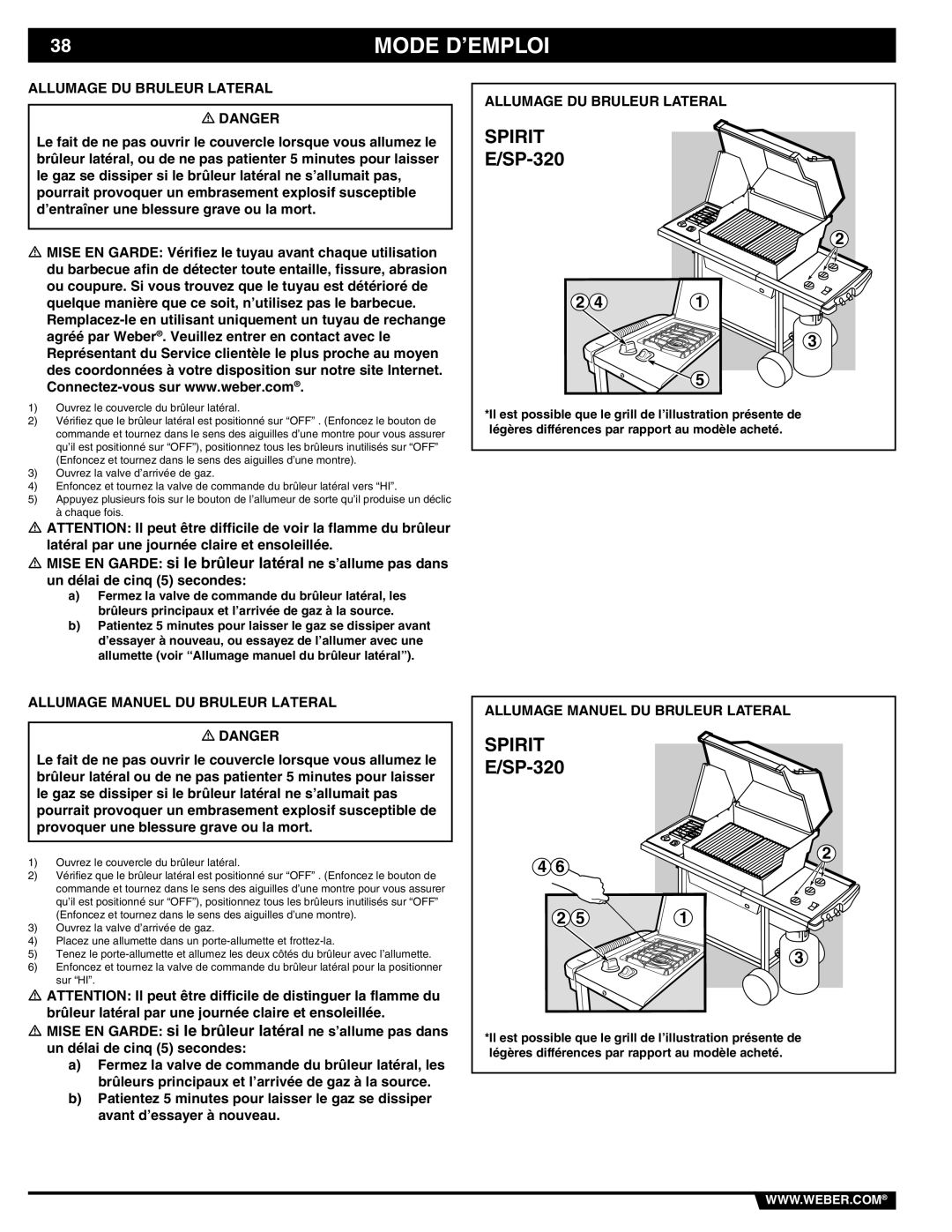 Weber 89838 manual Allumage DU Bruleur Lateral, Allumage Manuel DU Bruleur Lateral 