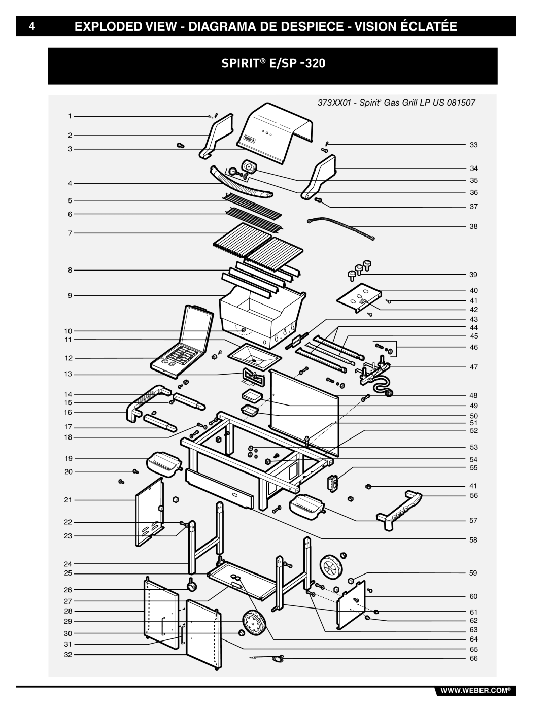 Weber 89838 manual Exploded View Diagrama DE Despiece Vision Éclatée 