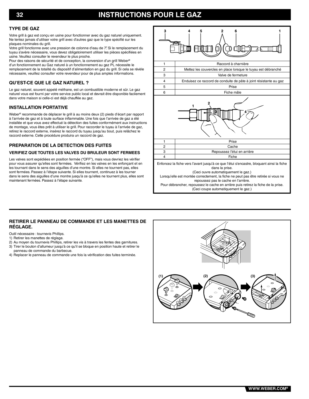 Weber 89839 Type DE GAZ, QU’EST-CE QUE LE GAZ Naturel ?, Installation Portative, Preparation DE LA Detection DES Fuites 