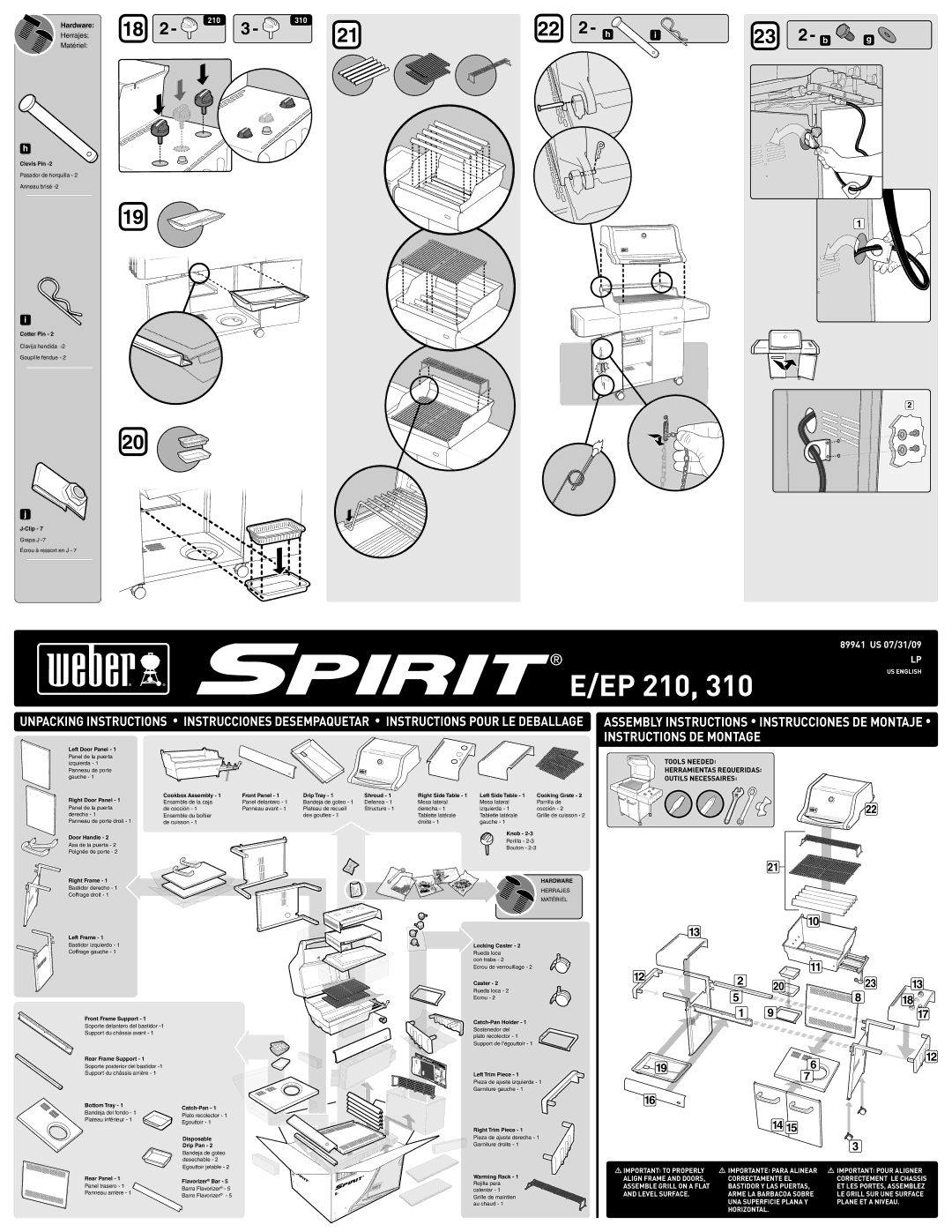 Weber 89941 manual EP 210, Hardware, Tools Needed, Outils Necessaires 