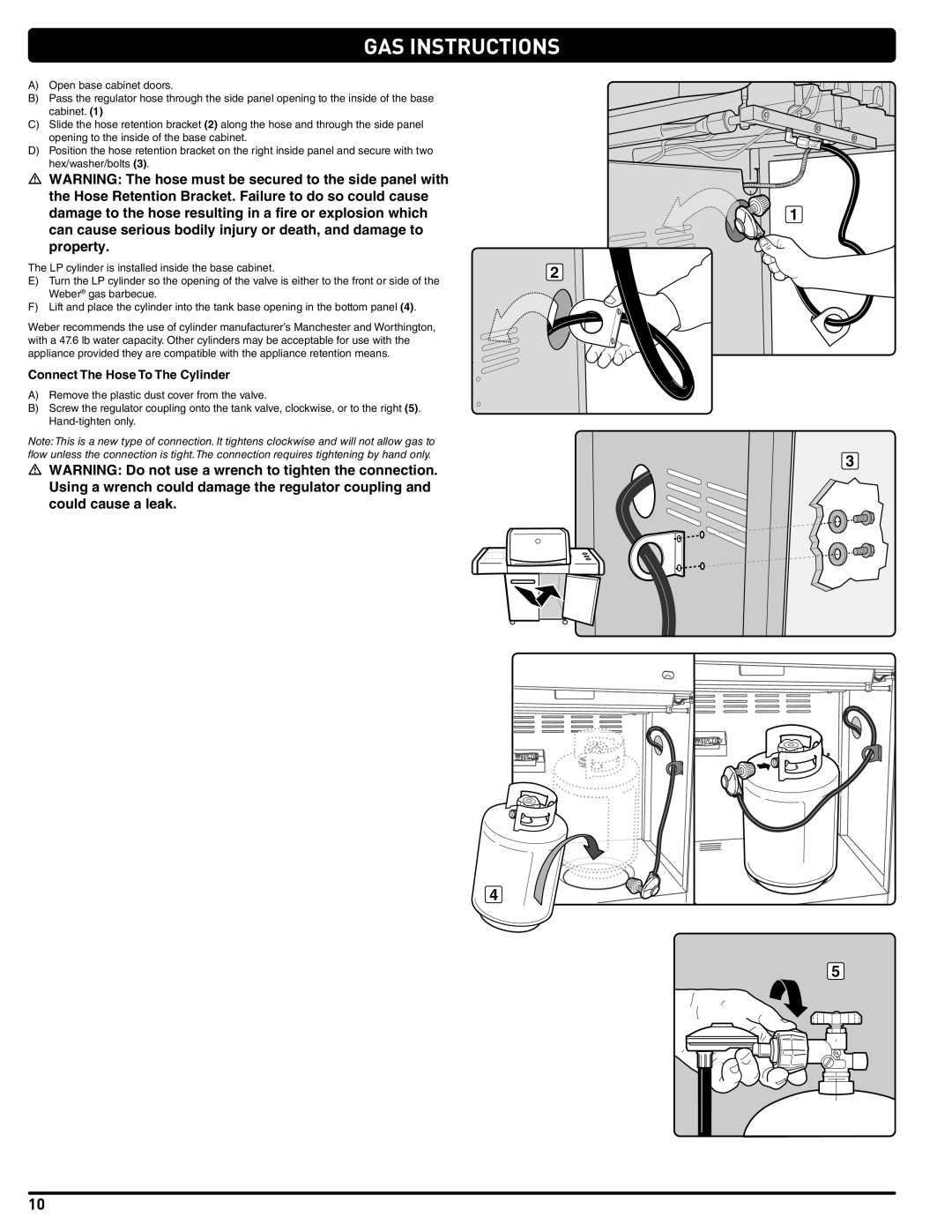 Weber 89962 manual Connect The Hose To The Cylinder 