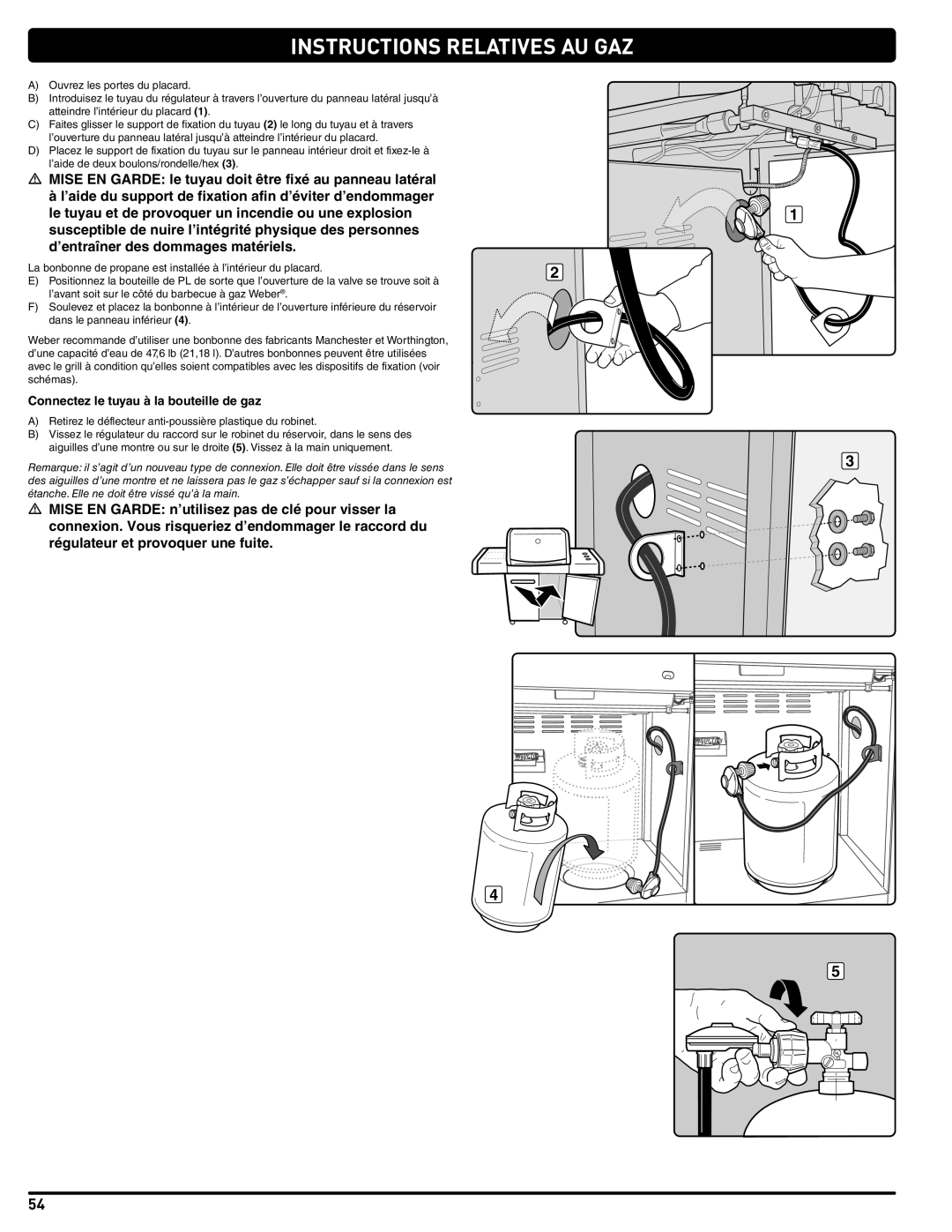 Weber 89962 manual Connectez le tuyau à la bouteille de gaz 