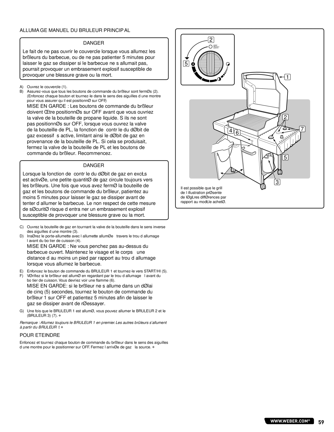 Weber 89962 manual Allumage Manuel DU Bruleur Principal 