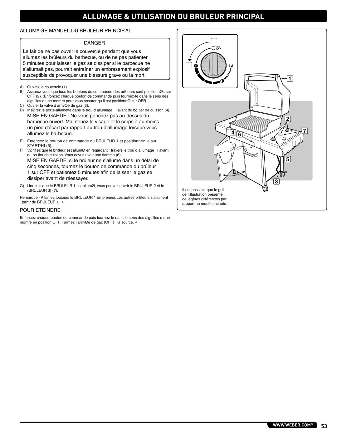 Weber 89963 manual Allumage Manuel DU Bruleur Principal 