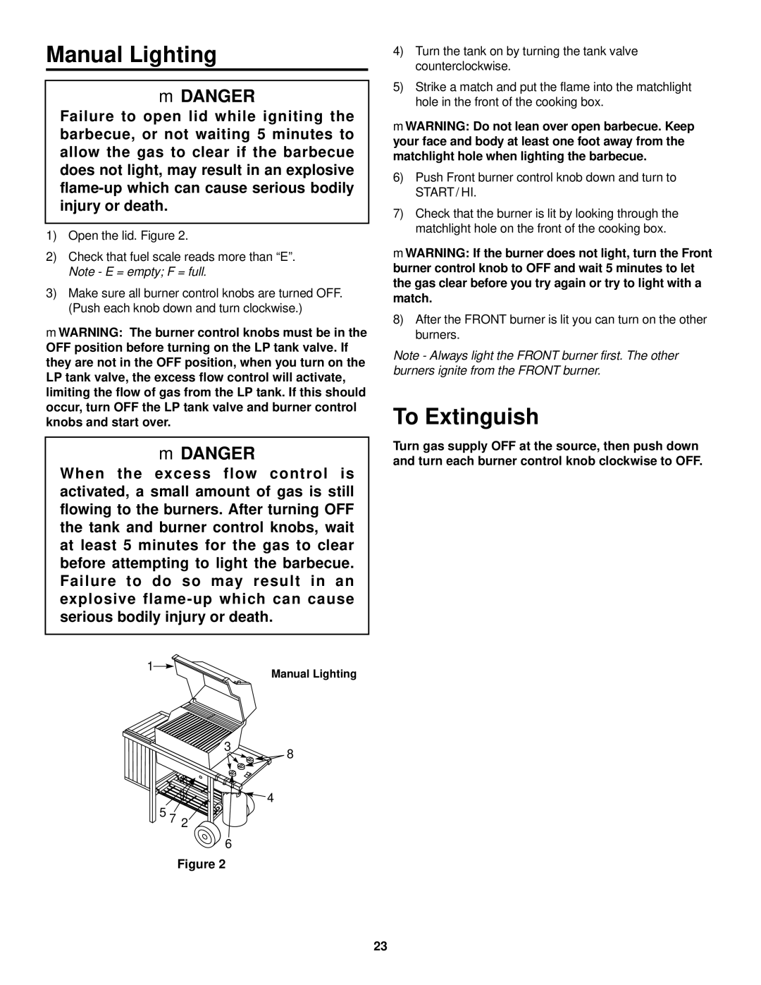 Weber 900 LP owner manual Manual Lighting 