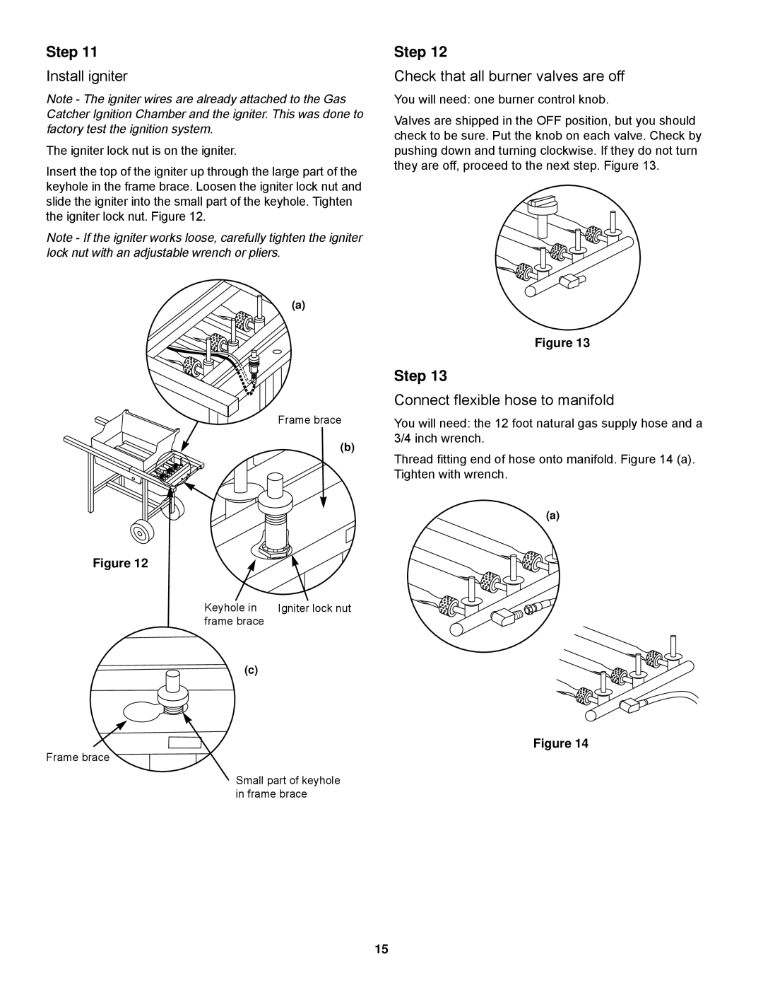 Weber 900 owner manual Install igniter, Check that all burner valves are off, Connect flexible hose to manifold 