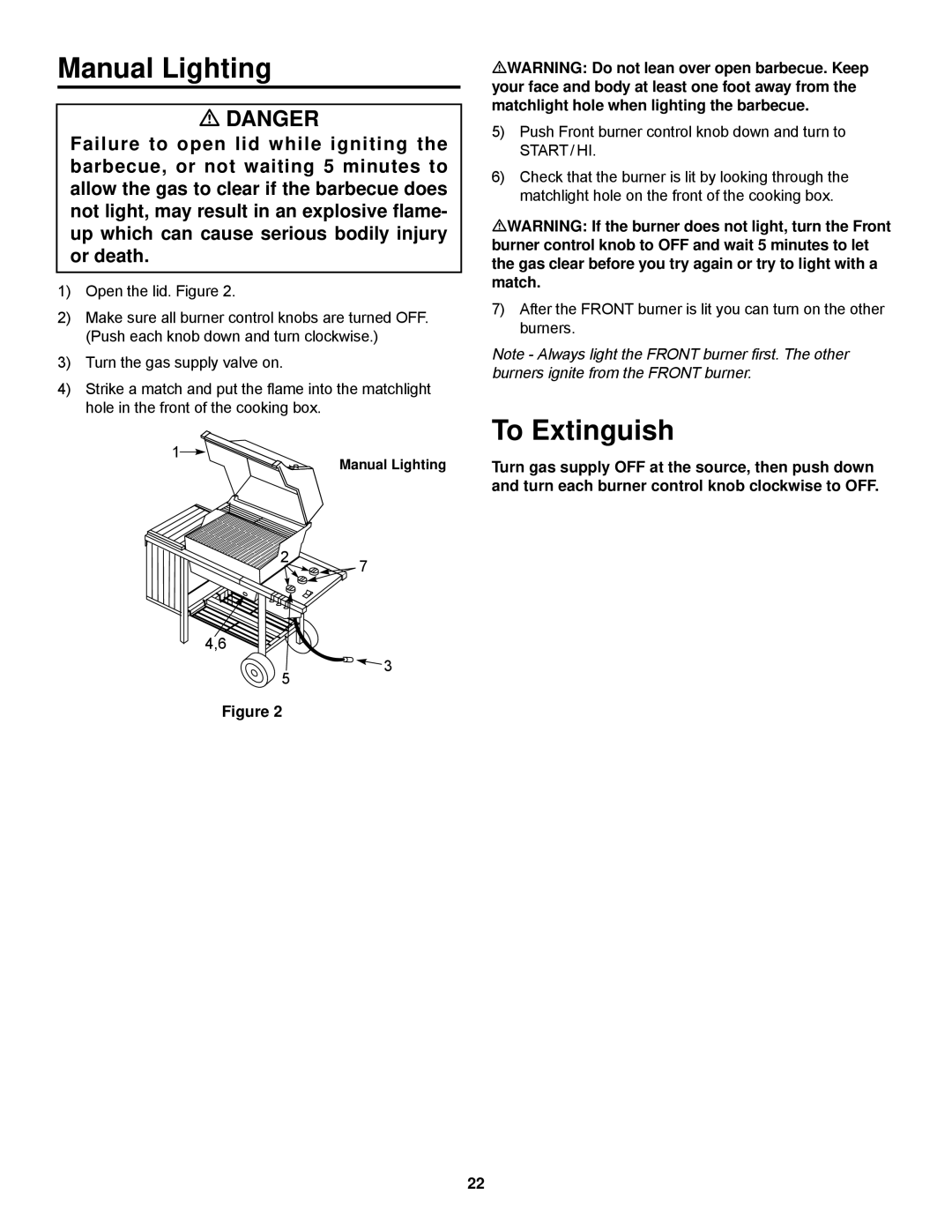 Weber 900 owner manual Manual Lighting 