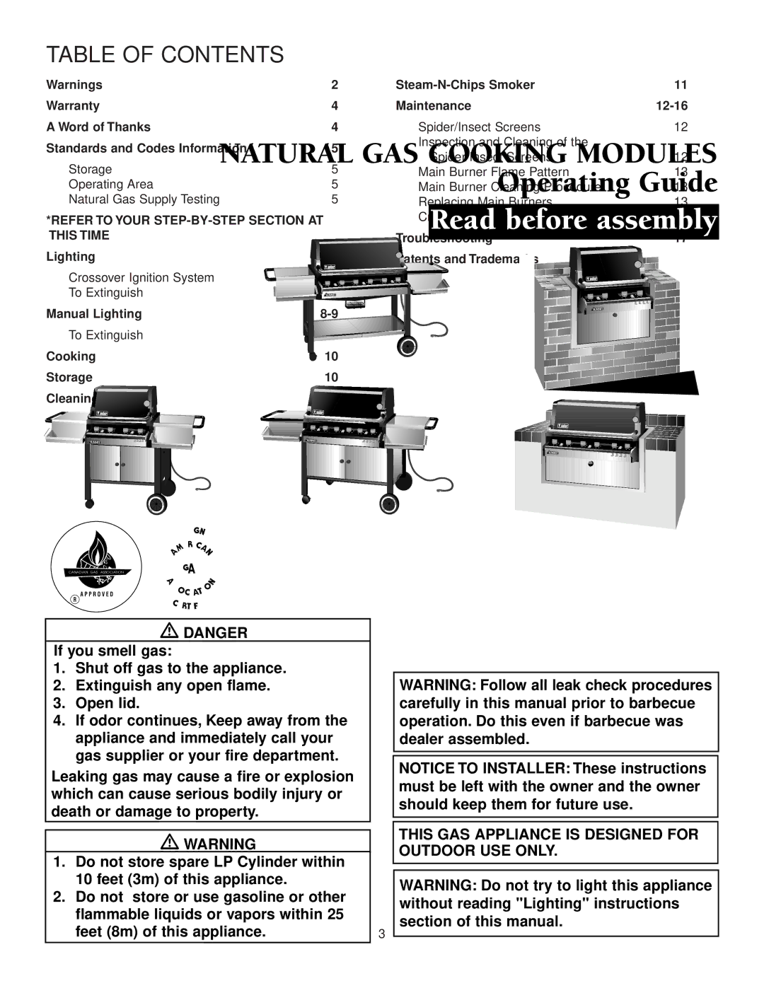 Weber 92774 manual Table of Contents 