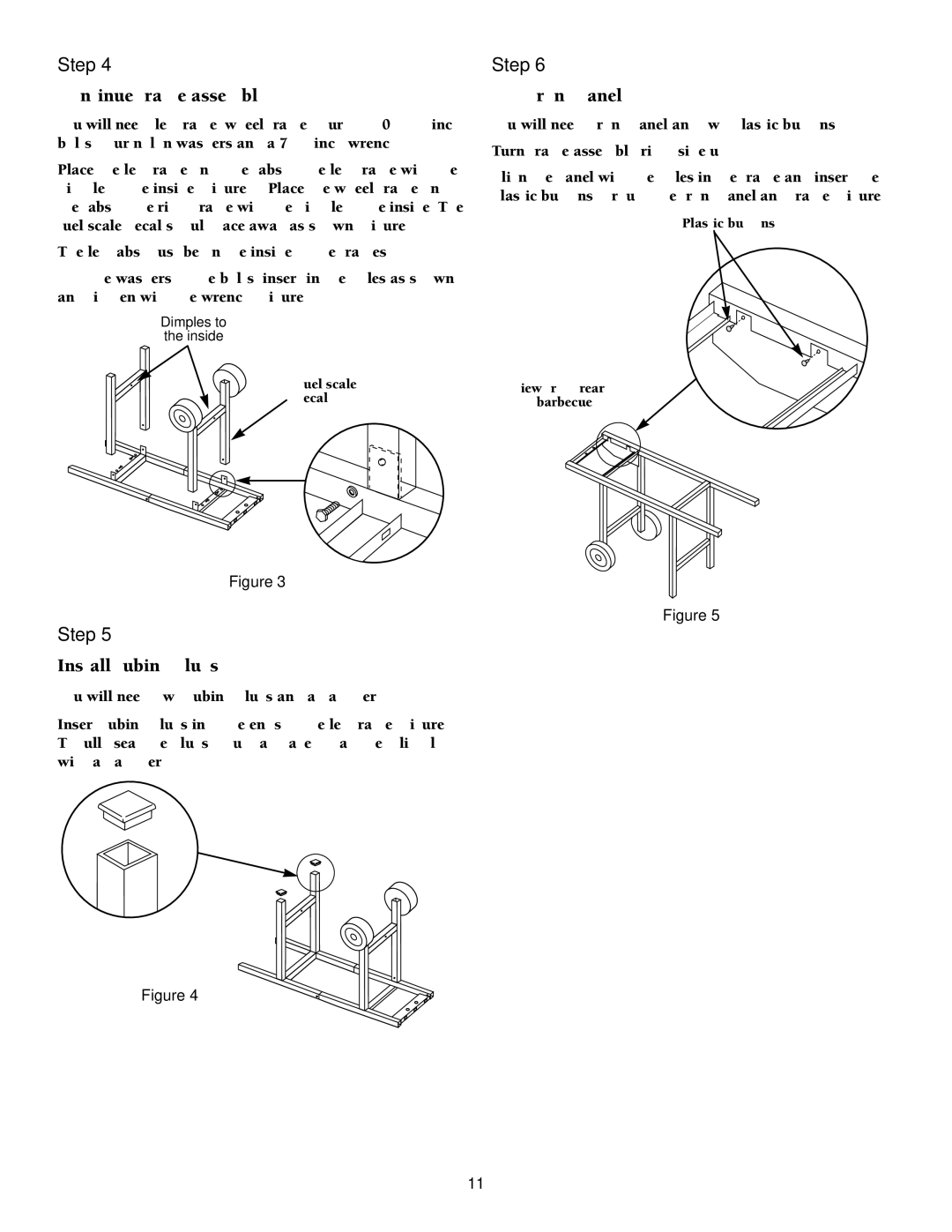 Weber 98583 owner manual Continue frame assembly, Install tubing plugs, Add front panel 