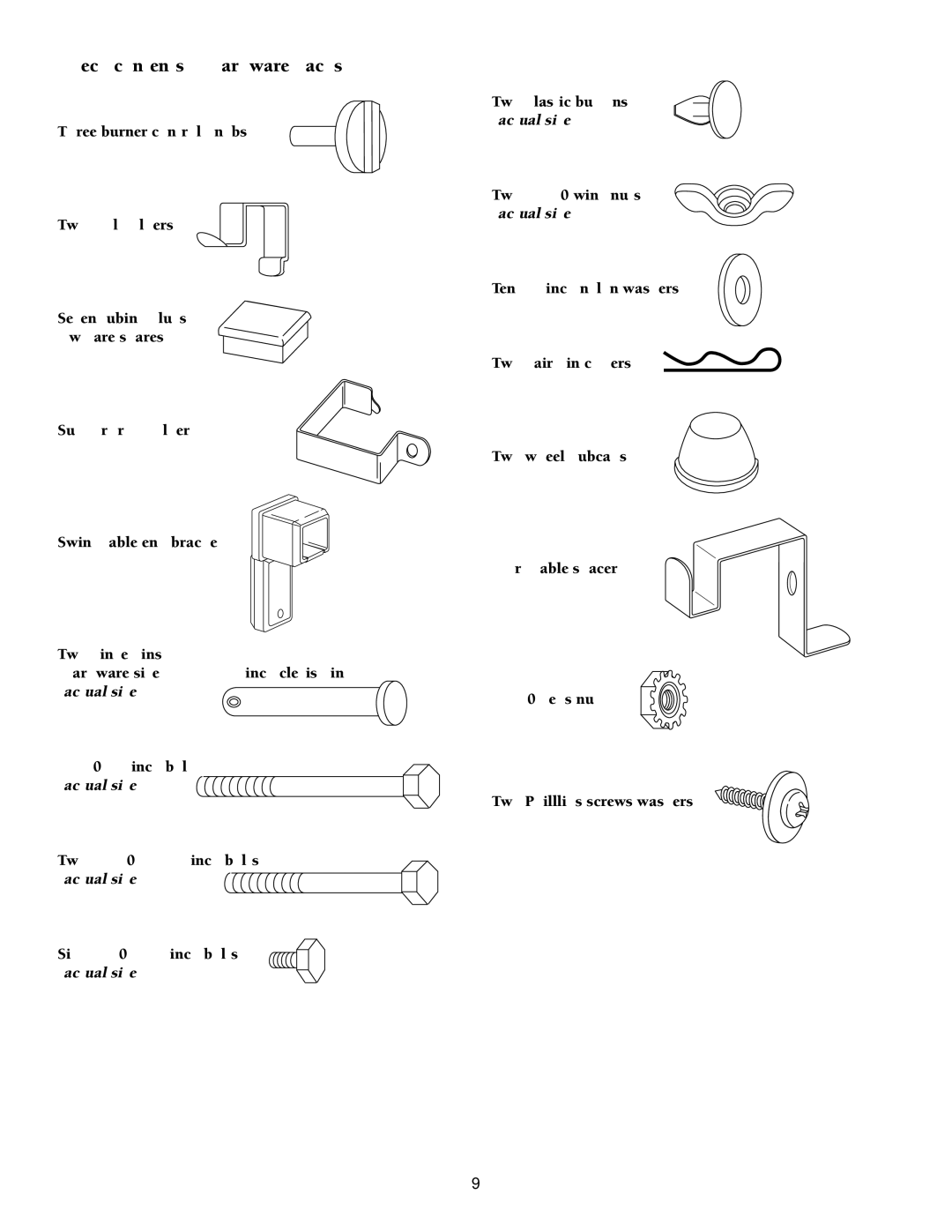 Weber 98583 owner manual Check contents of hardware packs 