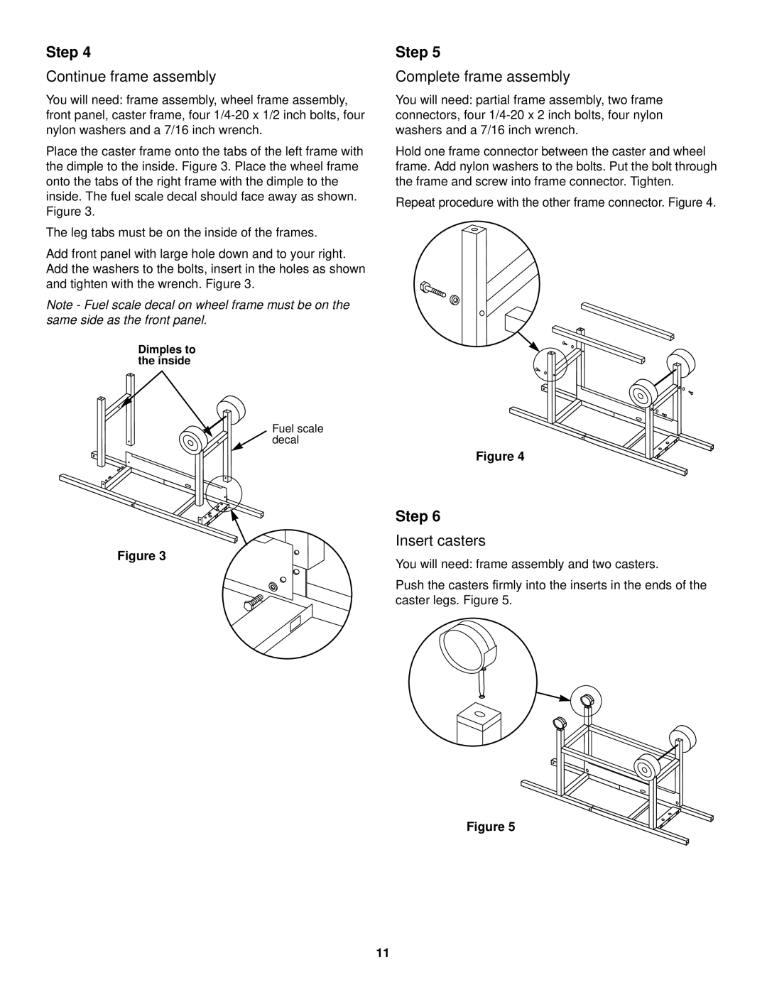 Weber 2000 Series, 98615 owner manual Continue frame assembly, Complete frame assembly, Insert casters 