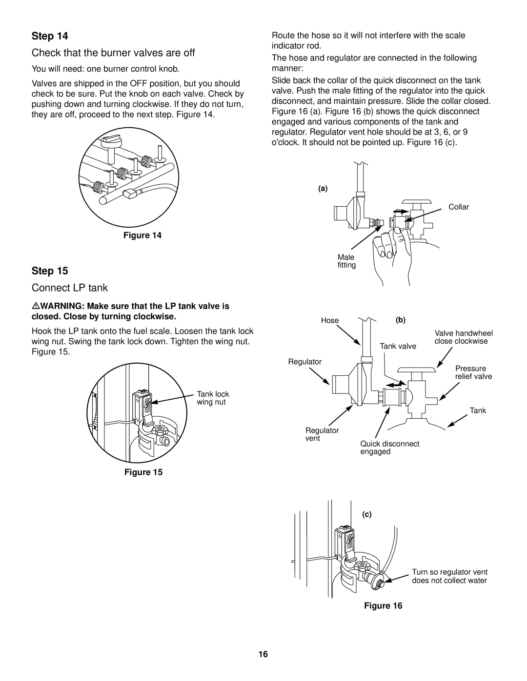 Weber 98615, 2000 Series owner manual Check that the burner valves are off, Connect LP tank 