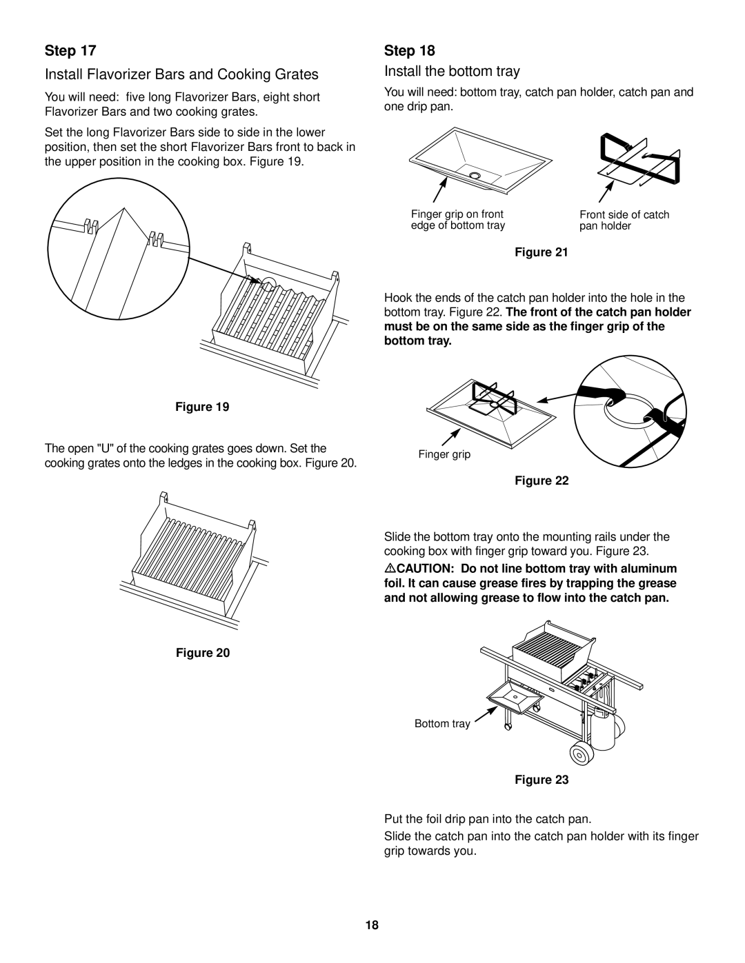 Weber 98615, 2000 Series owner manual Install Flavorizer Bars and Cooking Grates, Install the bottom tray 