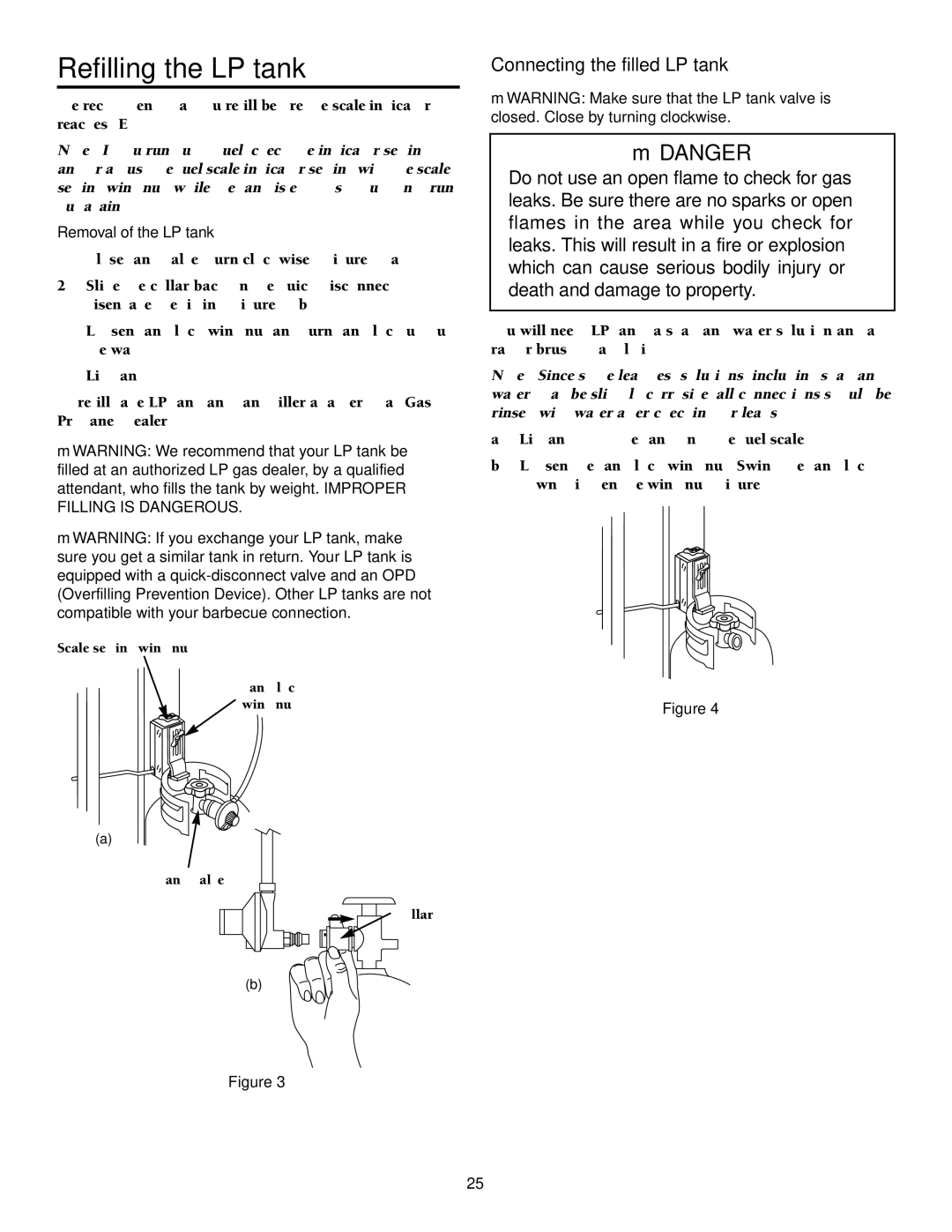 Weber 2000 Series, 98615 owner manual Refilling the LP tank, Connecting the filled LP tank 