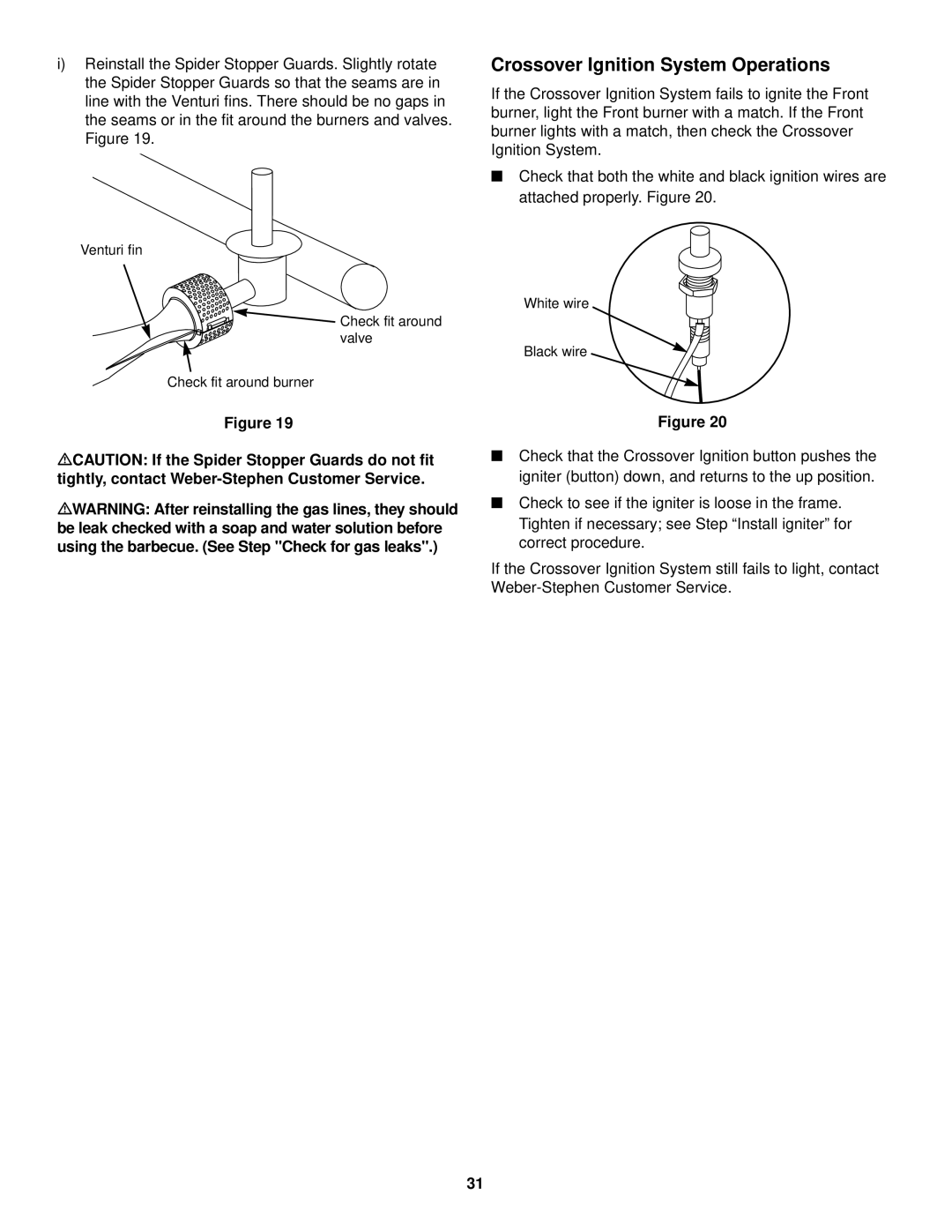 Weber 2000 Series, 98615 owner manual Crossover Ignition System Operations 