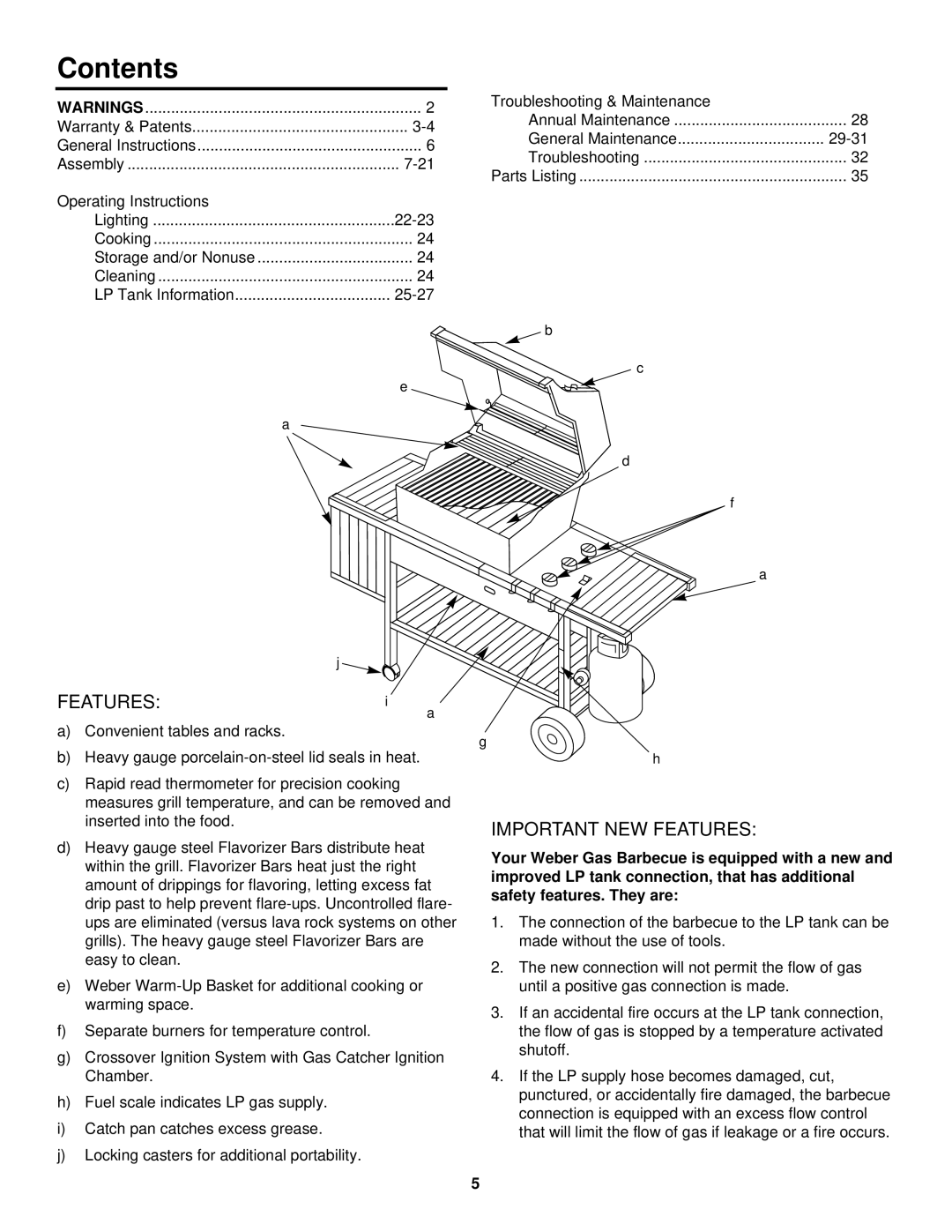 Weber 2000 Series, 98615 owner manual Contents 