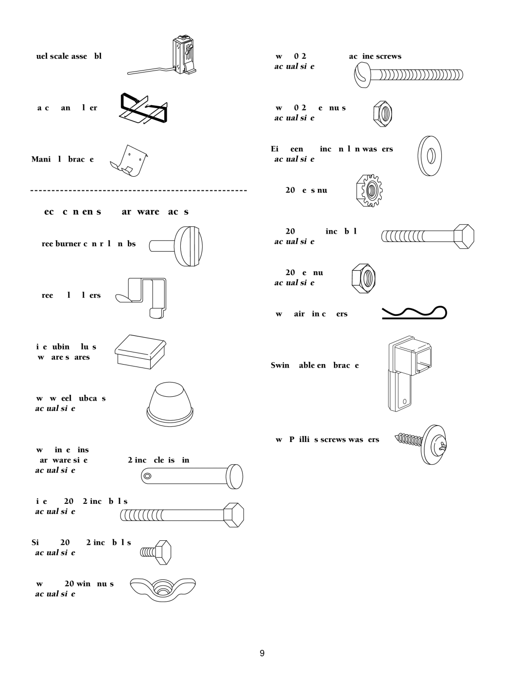 Weber 2000 Series, 98615 owner manual Check contents of hardware packs 