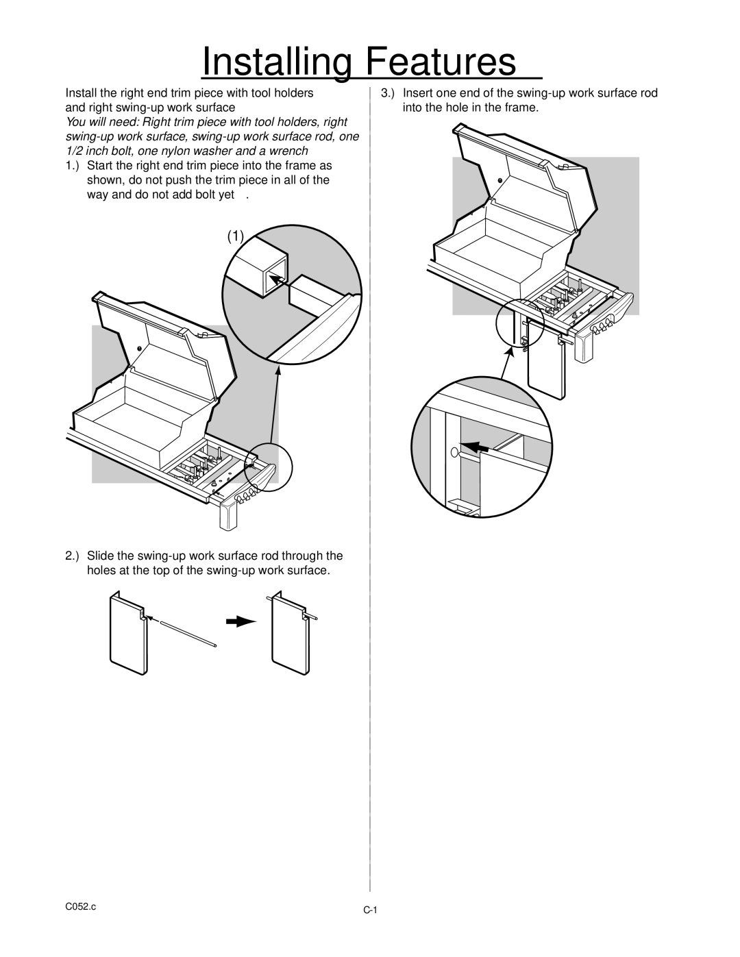 Weber genesis silver b natural gas grill, B067.E, A101.c manual Installing Features 