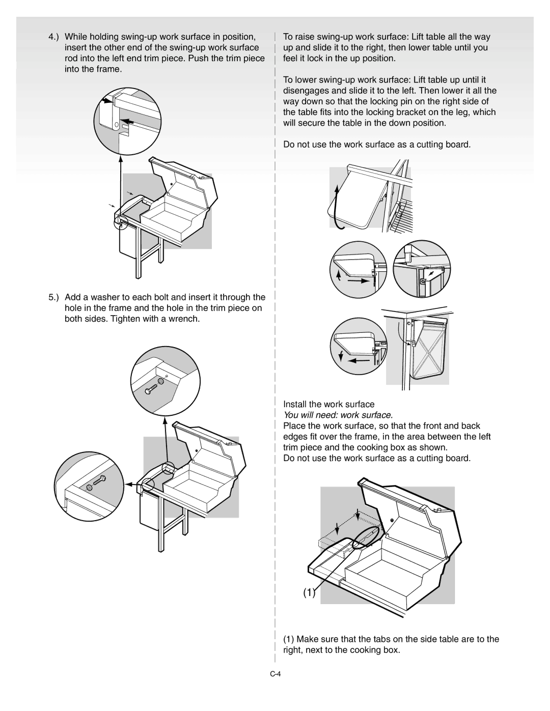 Weber genesis silver b natural gas grill manual You will need work surface, Do not use the work surface as a cutting board 