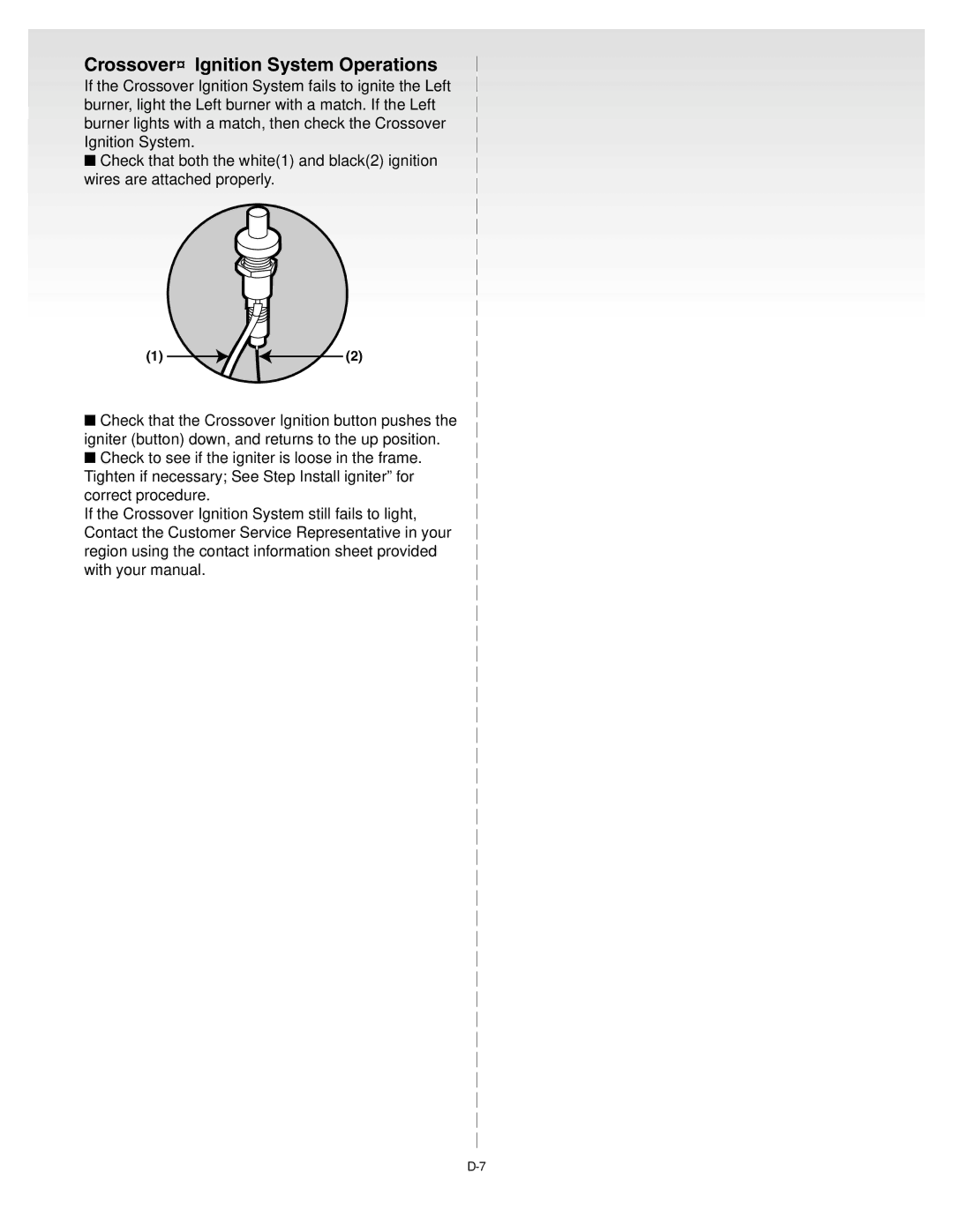 Weber genesis silver b natural gas grill, B067.E, A101.c manual Crossover Ignition System Operations 