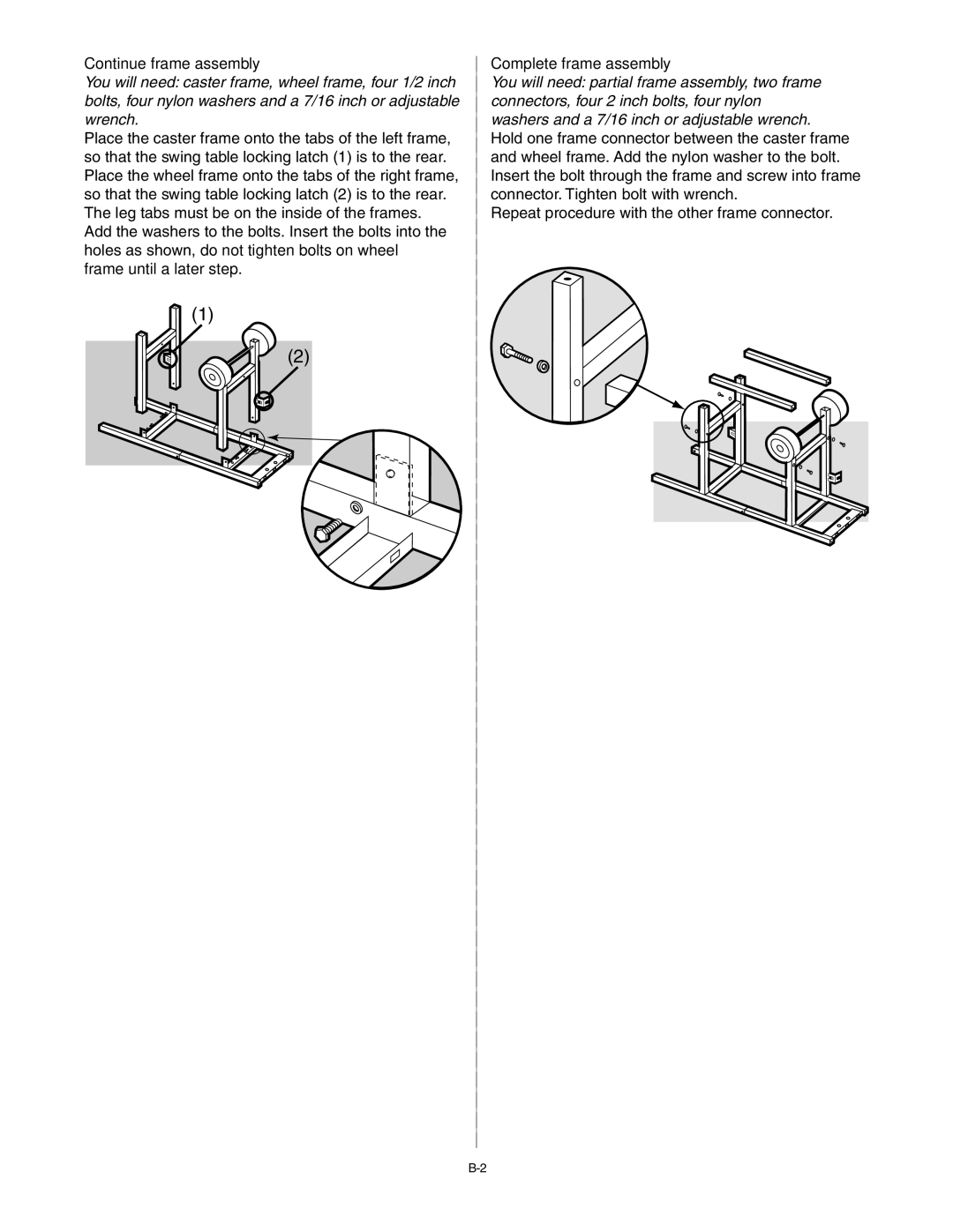 Weber B067.E, C052.C, A101.c manual Continue frame assembly, Complete frame assembly 