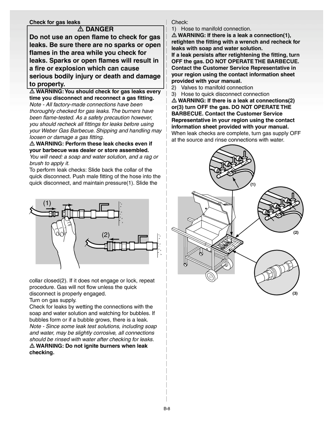 Weber B067.E, C052.C, A101.c manual Check for gas leaks 