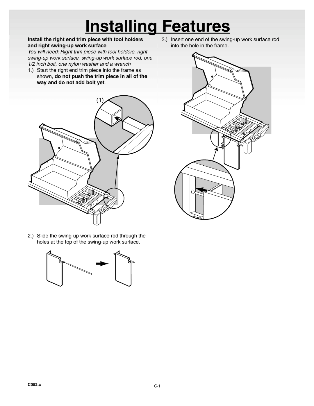 Weber A101.c, B067.E, C052.C manual Installing Features 